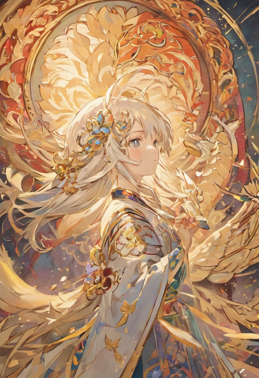 (Cloisonnism:1.2), White background , Chinese dragon, Oriental elements, reasonable design, Clear lines, (lineart, monochrome), pearls, pretty, sun themes.Long white hair and yellow eyes
