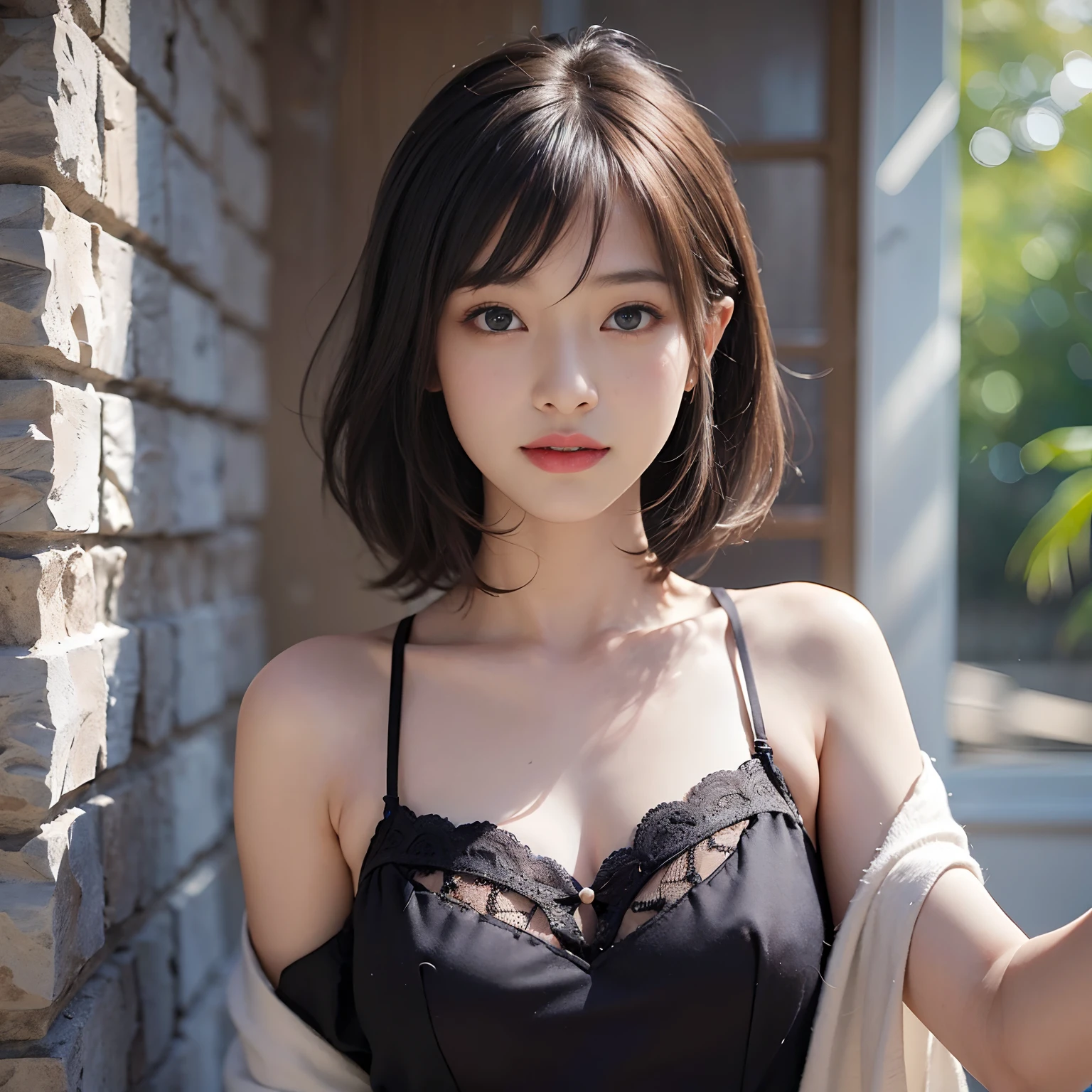 (squat)、(highest quality:1.5)、(Realistic:1.5)、(1 person:1.5)、(Very detailed)、(High resolution)、8k、(Wear a dark dress with lace)、(Small breasts)、Natural color lips、Cute Smile、20-year-old girl、(Beautiful and elaborate face)、(Perfect and beautiful face)、(Big eyes)、(Beautiful and elaborate face)、(Beautiful, balanced eyes)、Perfect and beautiful double eyelids、Perfect and beautiful face、Arched eyebrows、 Thin eyebrows、Feminine poses、Slim face、(Slim figure)、Beautiful and thin nose、 Beautiful Skin、(Medium Bob Hair)、Bob Hair、Natural Bangs、Fair skin、Front lighting、(Lighting the face)、(Beautiful cleavage)、Deep blue eyes、Slim waistline、(A garden filled with Red Roses)、(Red Rose)、Rose flower、(lim and beautiful legs、