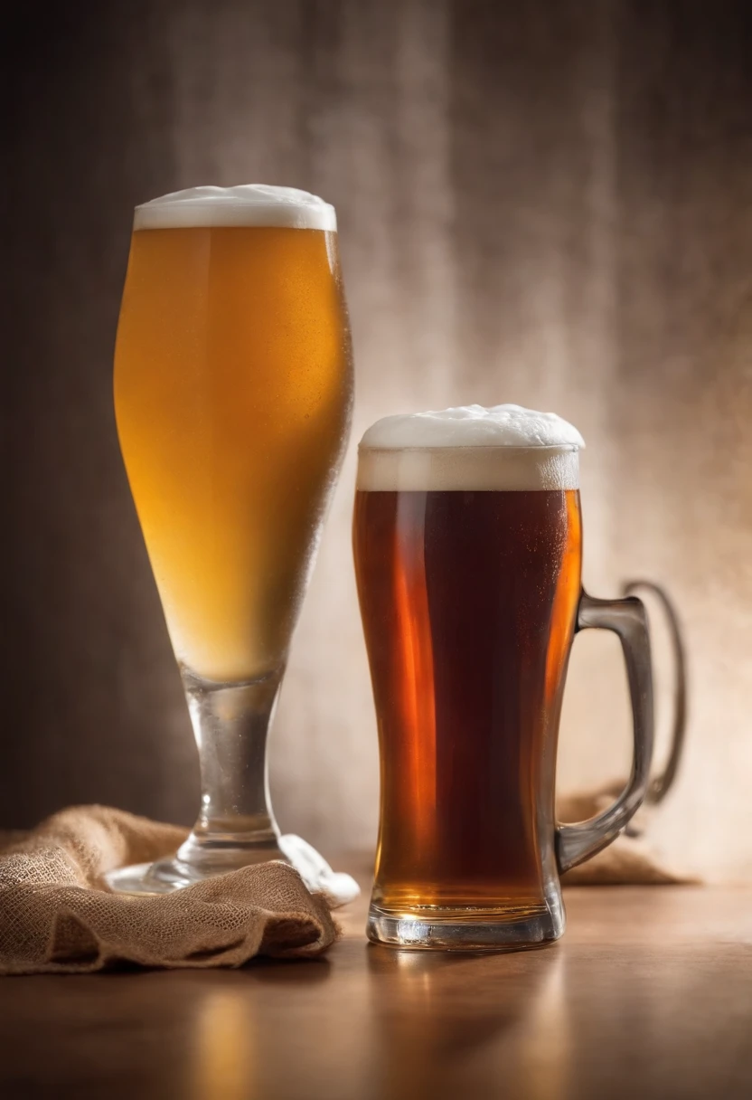 caneca de cerveja, how does it rise?, muita espuma, plano frontal, foto realista, Ultra sharp focus, tiro realista, fundo moderno, ambiente quente