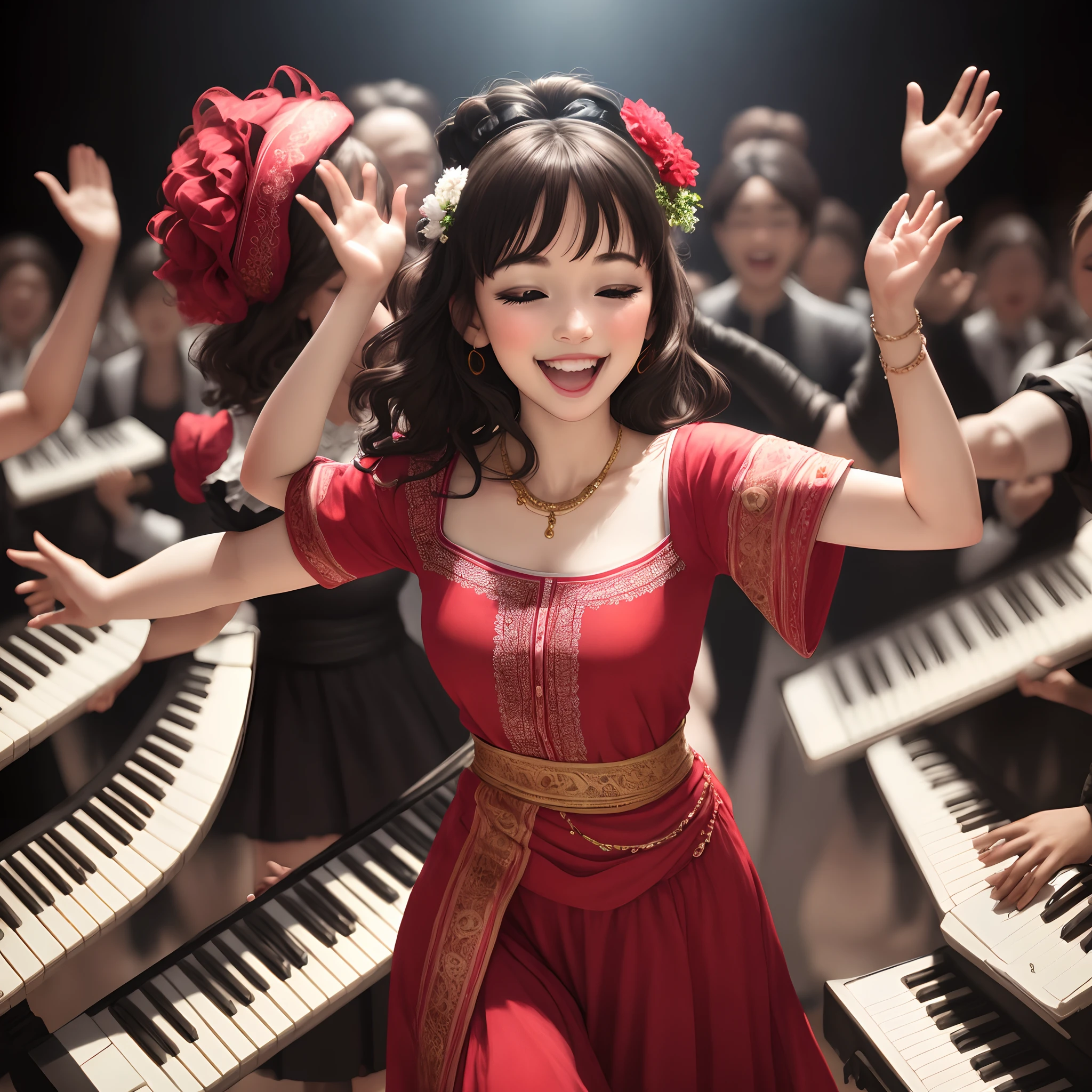 100 beautiful people dancing on musical notes