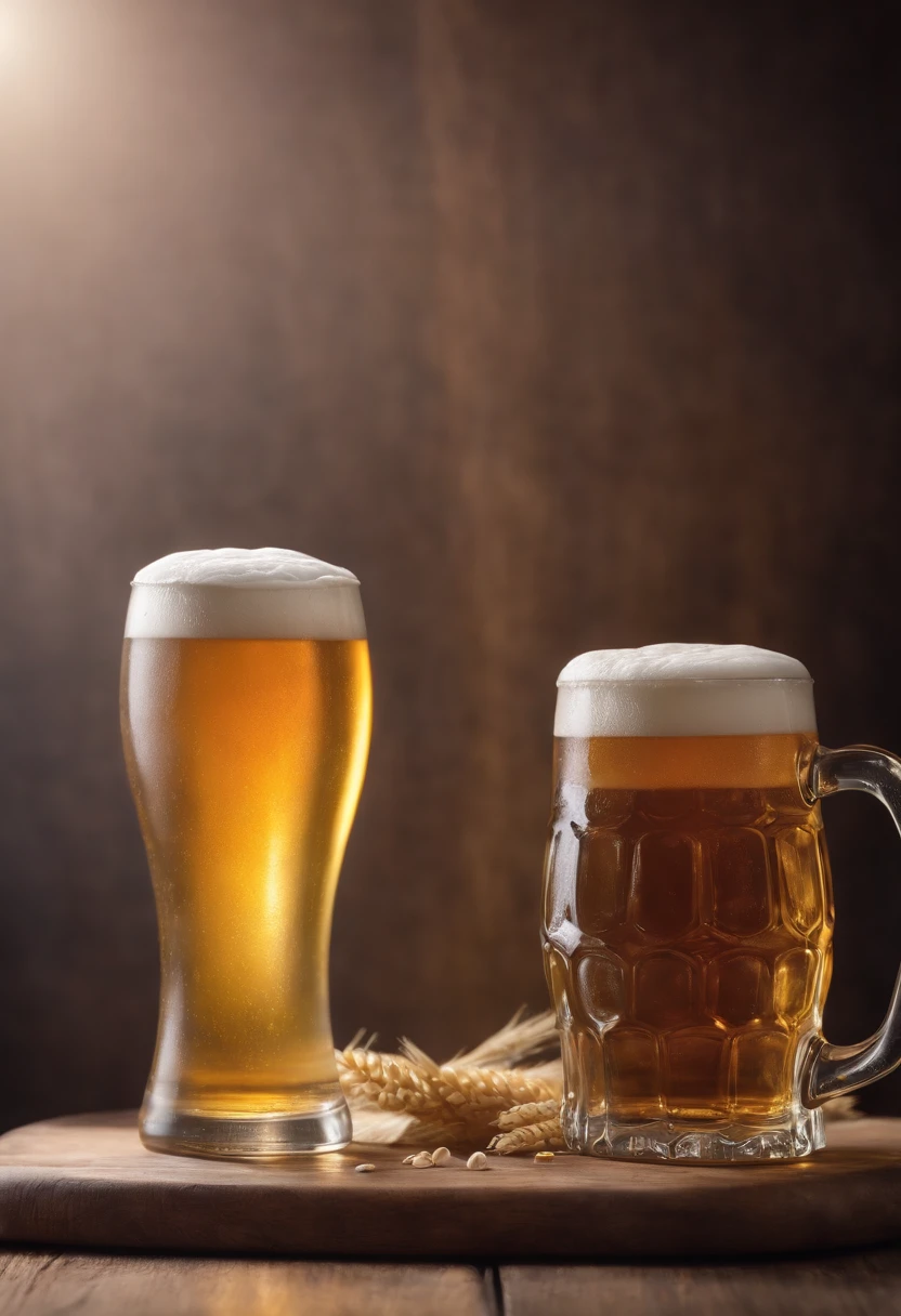 caneca de cerveja, German Style, muita espuma, plano frontal, Foto realista, Ultra sharp focus, Filmagem realista, fundo moderno, ambiente quente iluminado