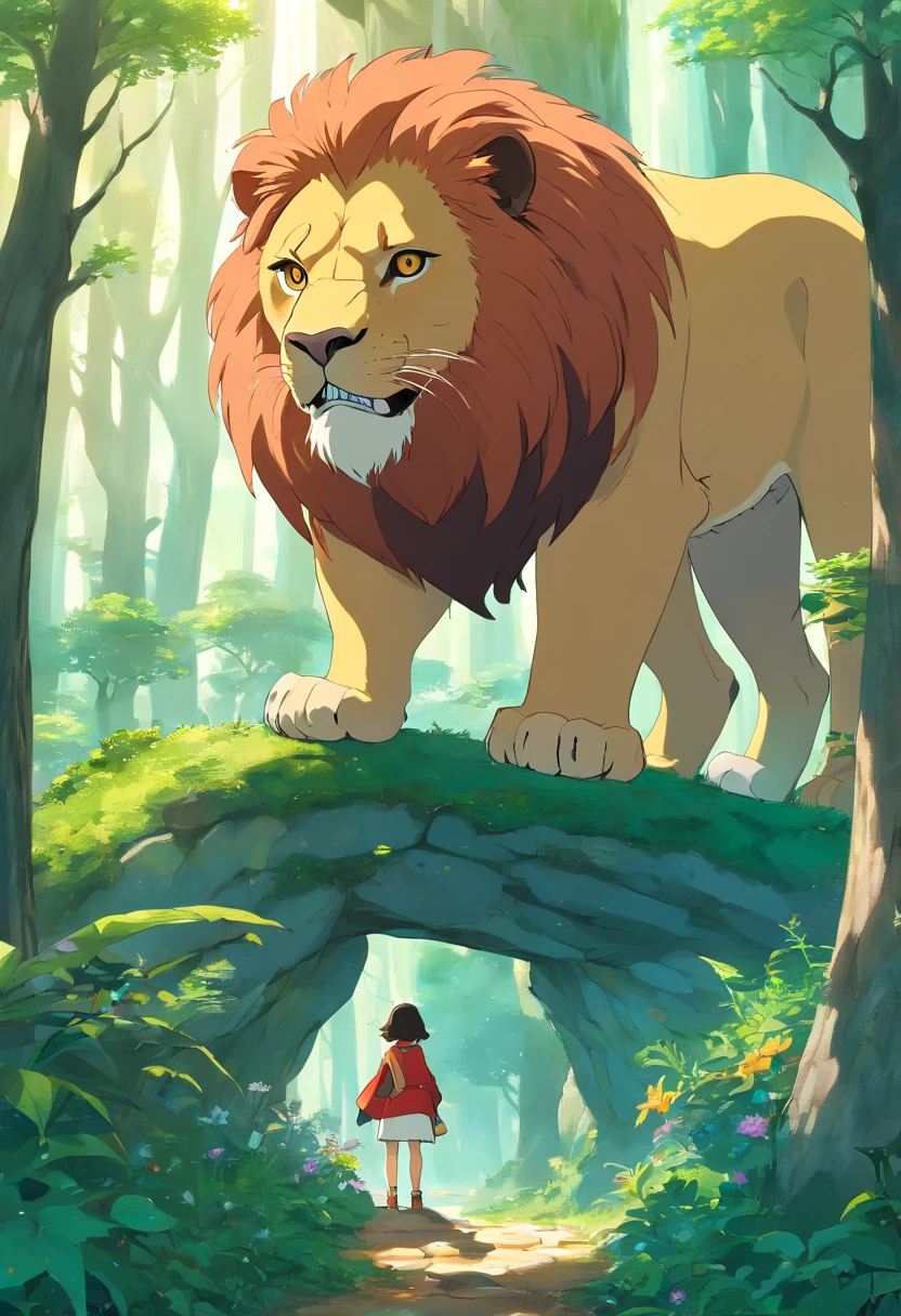 Imagine uma floresta densa e verde, Where the lion Leo, com sua juba majestosa, and the eagle Agate, com suas asas amplas e afiadas, Are standing side by side, prontos para o desafio.