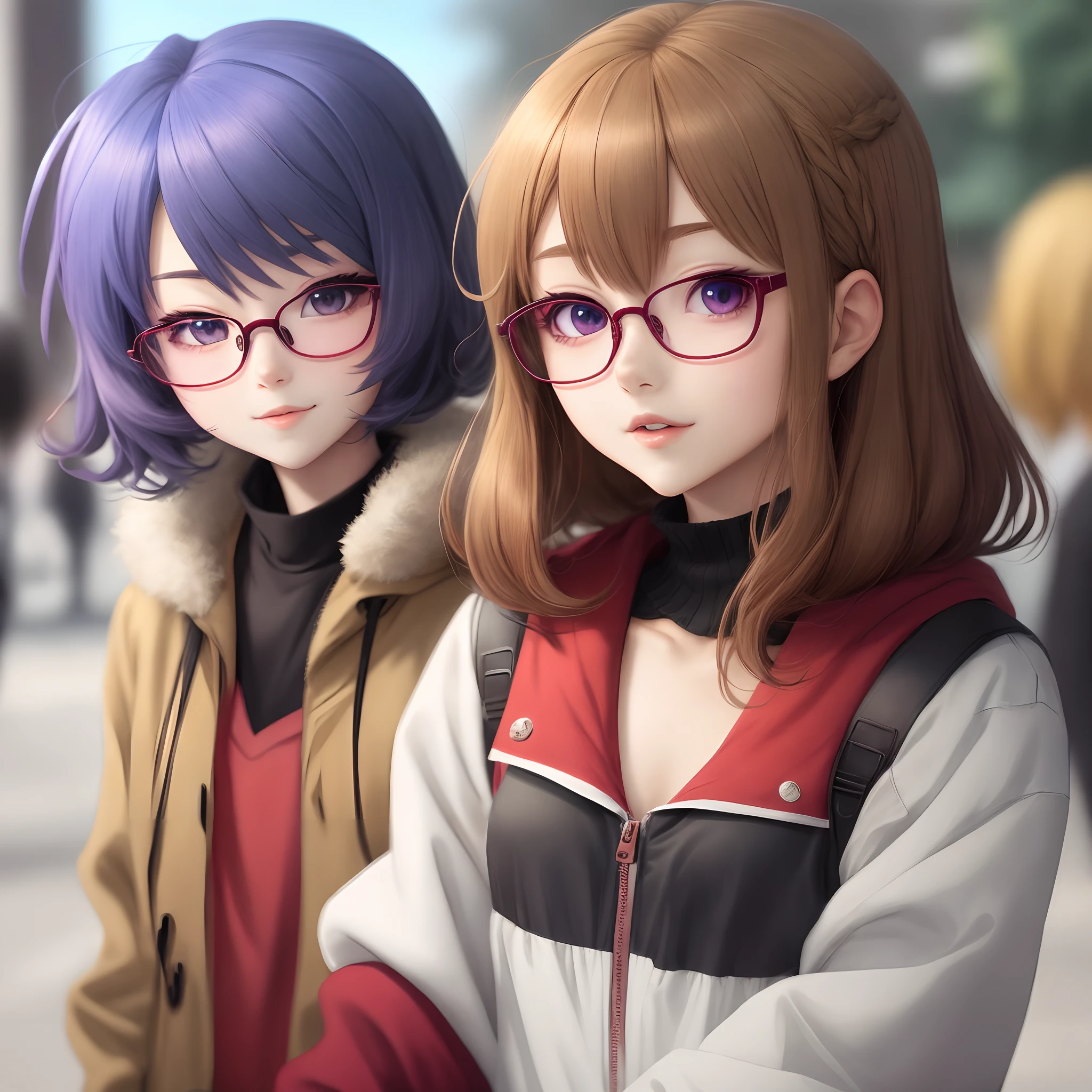 Anime Girl Bob Hair Glasses