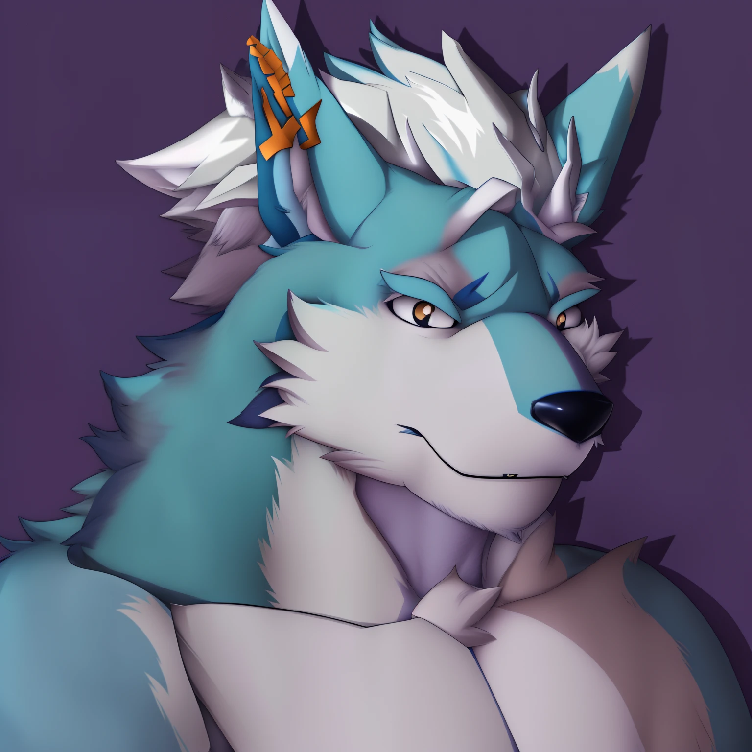 Anime - stylistic image of a wolf with a blue and white color scheme, an anthro wolf, Full body like, anthro wolf face, furry character portrait, commission for high resolution, furry wolf, fursona furry art commission, thick furry neck and chest fluff, Furry art!!!, anthropomorphic wolf male, Varguyart style, fursona art，