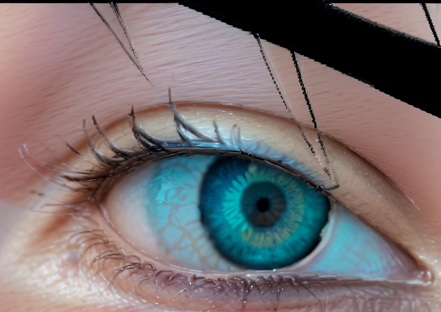 there is a doll with a blue eye and long white hair, eyes). full body realistic, enhanced eye detail, photorealistic eyes, realistically rendered eyes, eyes realistic, photorealistic eyes render, perfect photorealistic eyes, hyperrealistic eyes, realistic human eyes, luminecent eyes fine details, detailed eyes with pupils, piercing detailed realistic eyes, blue pupil