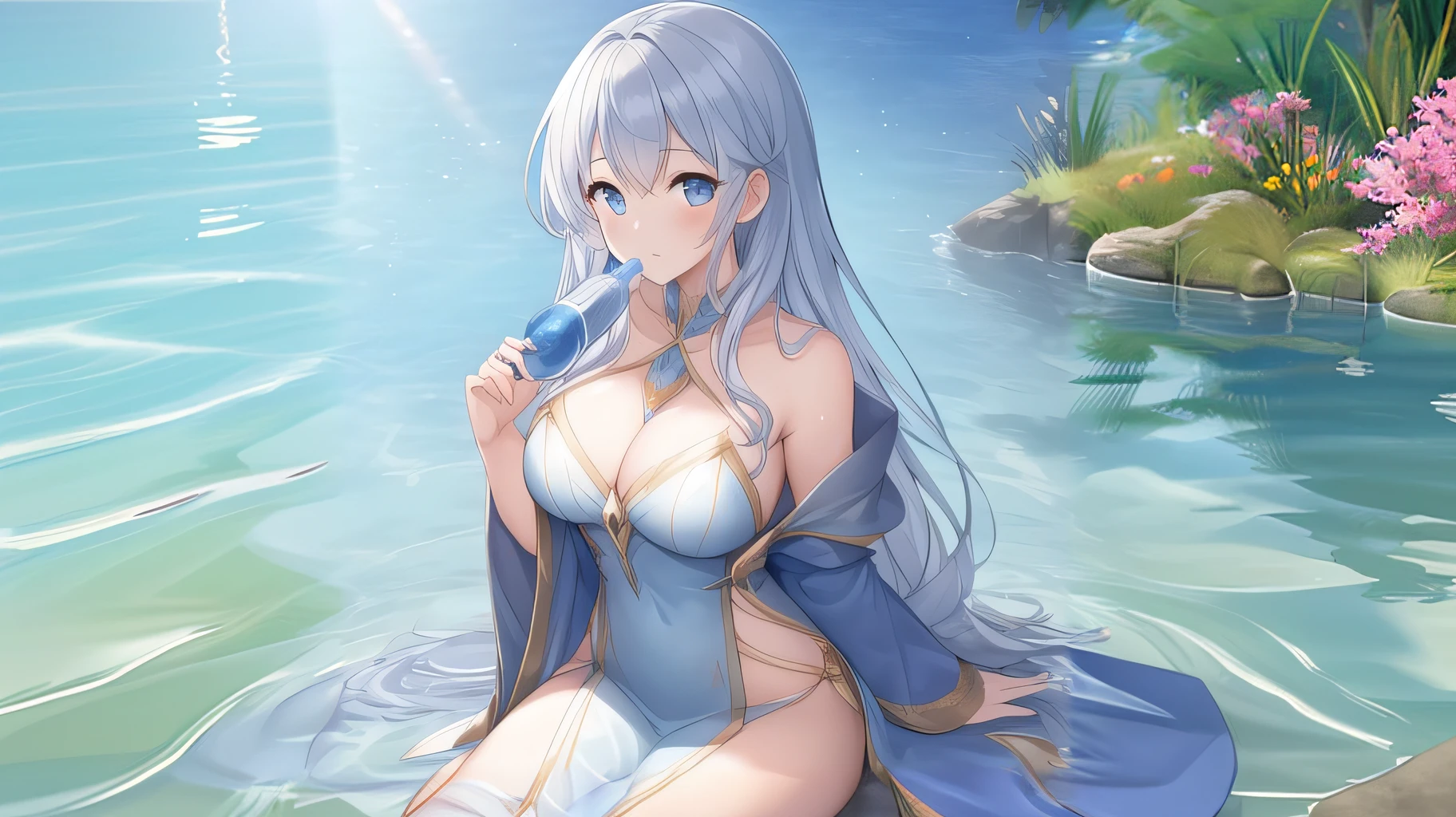 waterside Sheer sunlight clear water Beautiful fece