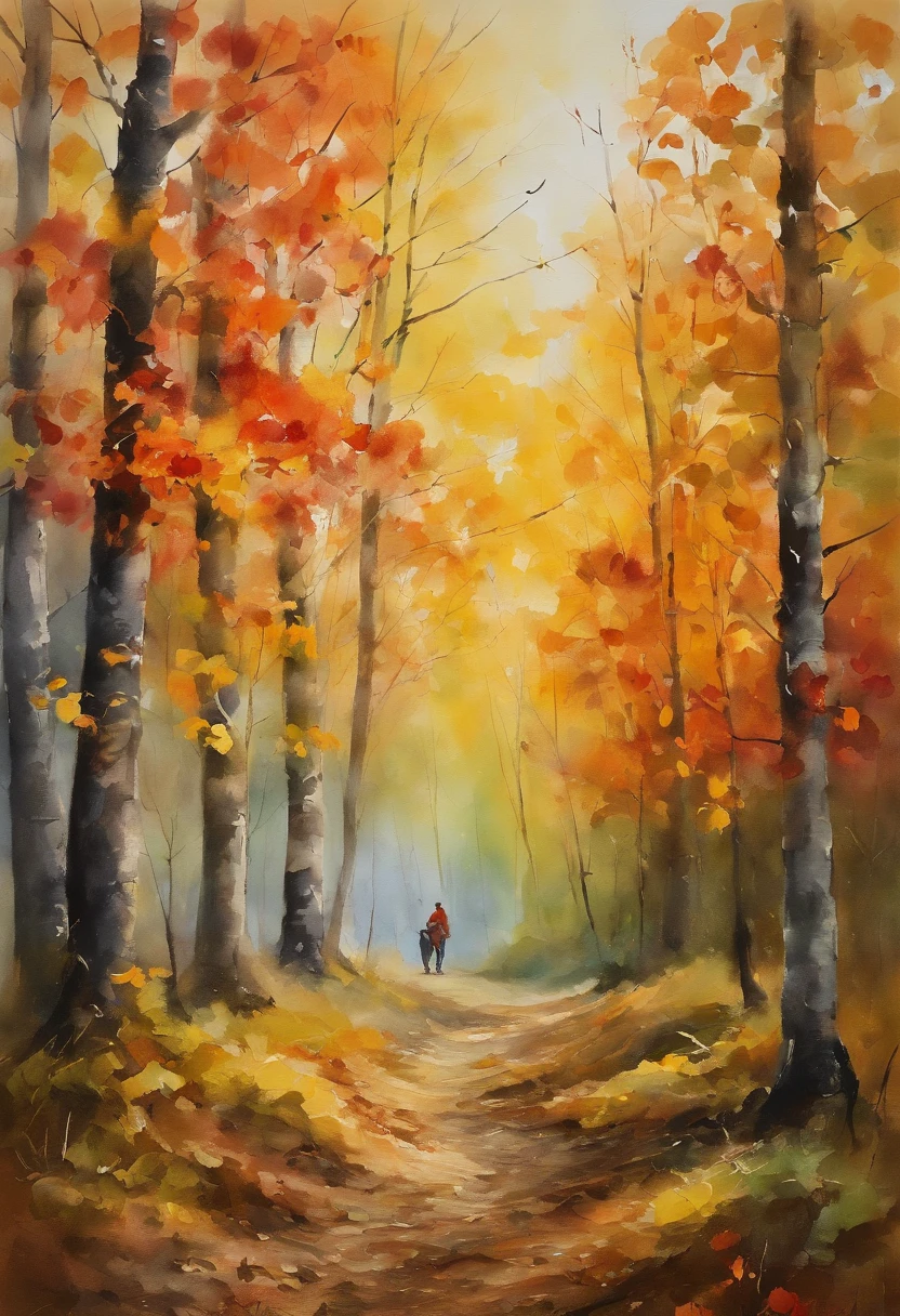 As they explore the forest near the park, imaginez Lisa et Tom marchant main dans la main, leurs pieds craquant sur les feuilles mortes. The sun breaks through the leaves of the trees, creating patches of light that dance on the forest floor. Les deux amis se baissent pour observer un groupe d'insectes curieux, with vibrant colours, qui se faufilent le long d'un tronc d'arbre. They pick up autumn-hued leaves and smooth, colorful pebbles, creating a natural treasure in their hands.