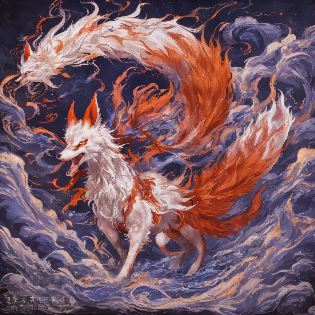 Nine-tailed fox 32K，Phoenix Immortal Demon Realm, Chance encounter with Liu Hanshu, He saw in him his former self, It was decided to take him as an apprentice, Teach him how to protect himself, But because of the Tibetan star map, Phoenix and the Liu family、The Jade Sword Sect establishes relationships, It opens with the death of Liu Hanshu, Qin Yu embarked on the road of confrontation with a strong enemy, Working hard, Make yourself stronger, Stick to your own core path of justice, （nine tail fox）eyes filled with angry，The nine-tailed fox clenched its fists，Rush up，Deliver a fatal blow to your opponent，full bodyesbian，Full body nine-tailed fox male mage 32K（Masterpiece Canyon Ultra HD）fenghuang（canyons）Climb the streets， The scene of the explosion（nine tail fox）， （Dragons）， The angry fighting stance of the nine-tailed fox， looking at the ground， Batik linen bandana， Chinese red and white pattern long sleeve garment， Canyon nine-tailed fox（Abstract propylene splash：1.2）， Dark clouds lightning background，Flour flies（realisticlying：1.4），Black color hair，Flour fluttering，rainbow background， A high resolution， the detail， RAW photogr， Sharp Re， Nikon D850 Film Stock Photo by Jefferies Lee 4 Kodak Portra 400 Camera F1.6 shots, Rich colors, ultra-realistic vivid textures, Dramatic lighting, Unreal Engine Art Station Trend, cinestir 800，Flowing black hair,（（（Jungle Canyon）））The wounded lined up in the streets（vale）Climb the streets，Movie master real-time image quality（tmasterpiece，k hd，hyper HD，32K）Dragons， （Linen batik scarf）， Combat posture， looking at the ground， Linen bandana， Chinese nine-tailed fox pattern long-sleeved garment， Morning nine-tailed fox（Abstract gouache splash：1.2）， Dark clouds lightning background，sprinkling