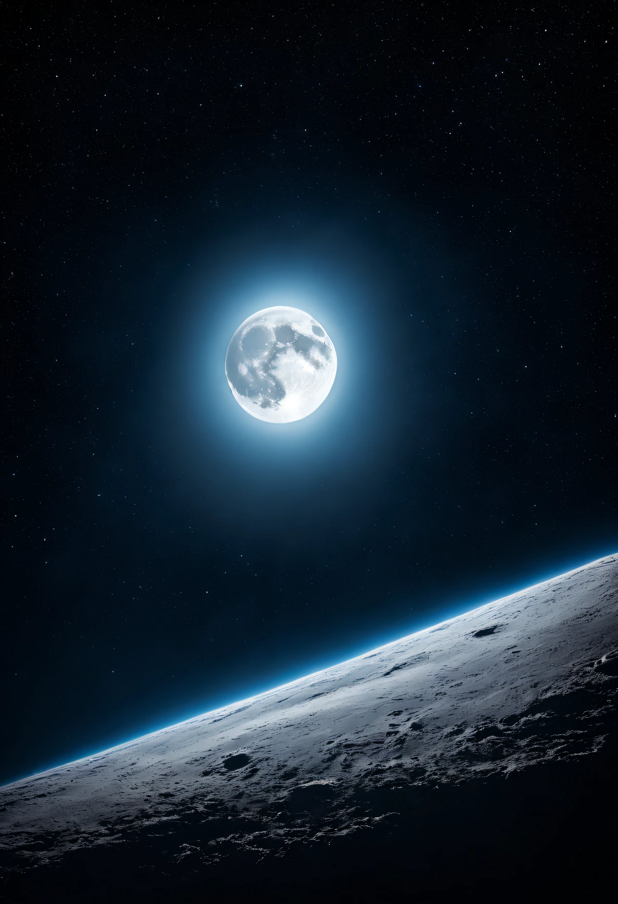 The Moon's ethereal glow, shining bright against the dark backdrop of the universe.
