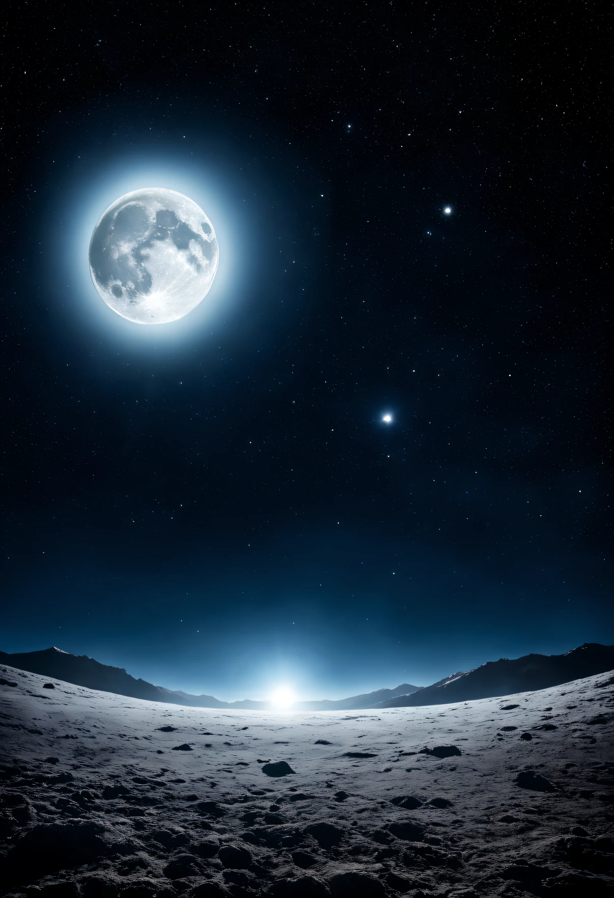 The Moon's ethereal glow, shining bright against the dark backdrop of the universe.
