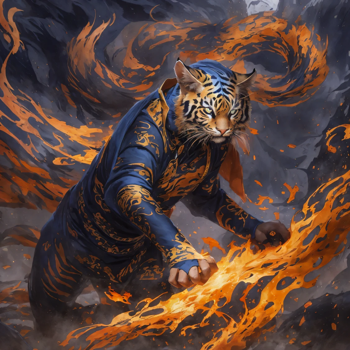 Phantom Cat 32K,Phoenix Immortal Demon Realm, Chance encounter with Liu Hanshu, He saw in him his former self, It was decided to take him as an apprentice, Teach him how to protect himself, But because of the Tibetan star map, Phoenix and the Liu family、The Jade Sword Sect establishes relationships, It opens with the death of Liu Hanshu, Qin Yu embarked on the road of confrontation with a strong enemy, Working hard, Make yourself stronger, Stick to your own core path of justice, (Nether Spirit Cat)eyes filled with angry,The Nether Spirit Cat clenched its fists,Rush up,Deliver a fatal blow to your opponent,full bodyesbian,Full Body Phantom Cat Male Mage 32K(Masterpiece Canyon Ultra HD)v(canyons)Climb the streets, The scene of the explosion(canyons), (Night), The Night Tiger Demon's angry fighting stance, looking at the ground, Batik linen bandana, Chinese python pattern long-sleeved garment, canyons(Abstract propylene splash:1.2), Dark clouds lightning background,Phantom cat(realisticlying:1.4),Black color hair,Fallen leaves flutter,rainbow background, A high resolution, the detail, RAW photogr, Sharp Re, Nikon D850 Film Stock Photo by Jefferies Lee 4 Kodak Portra 400 Camera F1.6 shots, Rich colors, ultra-realistic vivid textures, Dramatic lighting, Unreal Engine Art Station Trend, cinestir 800,Flowing black hair,(((Jungle Canyon)))The wounded lined up in the streets(vale)Climb the streets,Movie master real-time image quality(tmasterpiece,k hd,hyper HD,32K)Nether Spirit Cat(Linen batik scarf), Combat posture, looking at the ground, Linen bandana, Chinese night tiger pattern long-sleeved clothing,Night Tiger Demon(Abstract gouache splash:1.2), Dark clouds lightning background,sprinkling