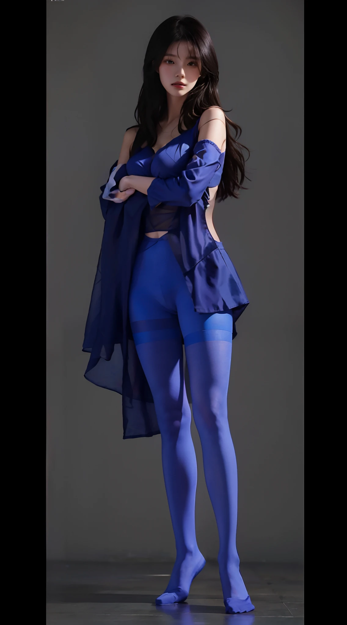 Xinjiang woman's face,A group of dancers from the Western Regions,The face of a woman in the Western Regions,Klein blue pantyhose,Bright blue stockings,Blue stockings,Blue pantyhose,without wearing shoes,Super detail,hyper HD,A high resolution,1080p,Anatomically correct,ccurate,huge tit,Cocked buttocks,Physical coordination,Photo portrait,slender thigh,Delicatemakeup,Best quality, Masterpiece, 超A high resolution, RAW photo, Beautiful and aesthetic,deepshadow, (Photorealistic:1.4), full-body composition, Striking perspective,Naked