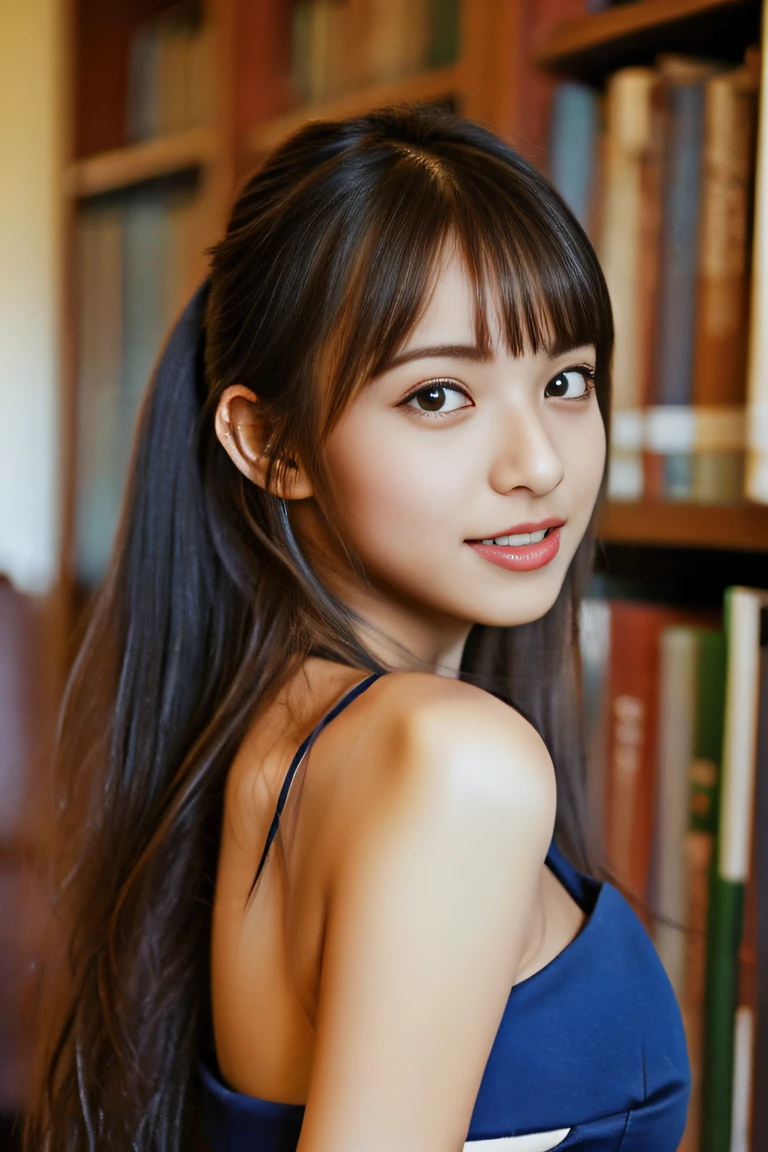 (((Draw only one woman: 2))), Beautiful 18-year-old Japanese woman, (High school girl in short-sleeved white sailor suit: 1.5), (White sailor suit from a strict Japanese girls' school: 1.5), (( High school girl sitting on a chair in the library reading: 1.2)), ((1 screen)), 8K, RAW shot, Highest quality photo, Masterpiece, Nice realistic photo, ((Anatomical Correct proportions: 1.5)), ((perfect proportions)), cute women like Japanese idols, detailed face, detailed eyes, narrow nose, detailed hands and fingers, detailed arms , Detailed skin, detailed legs, short torso, slender body, (Shiny long hair: 1.5), (Large breasts: 1.5), Big breasts that would burst a sailor suit, Fitted sailor suit, (Reading: 1.5)