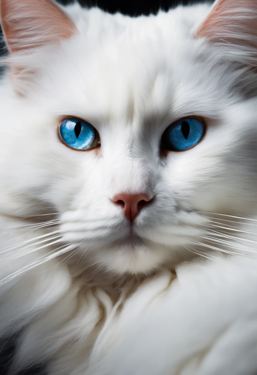 very white and very fluffy cat
