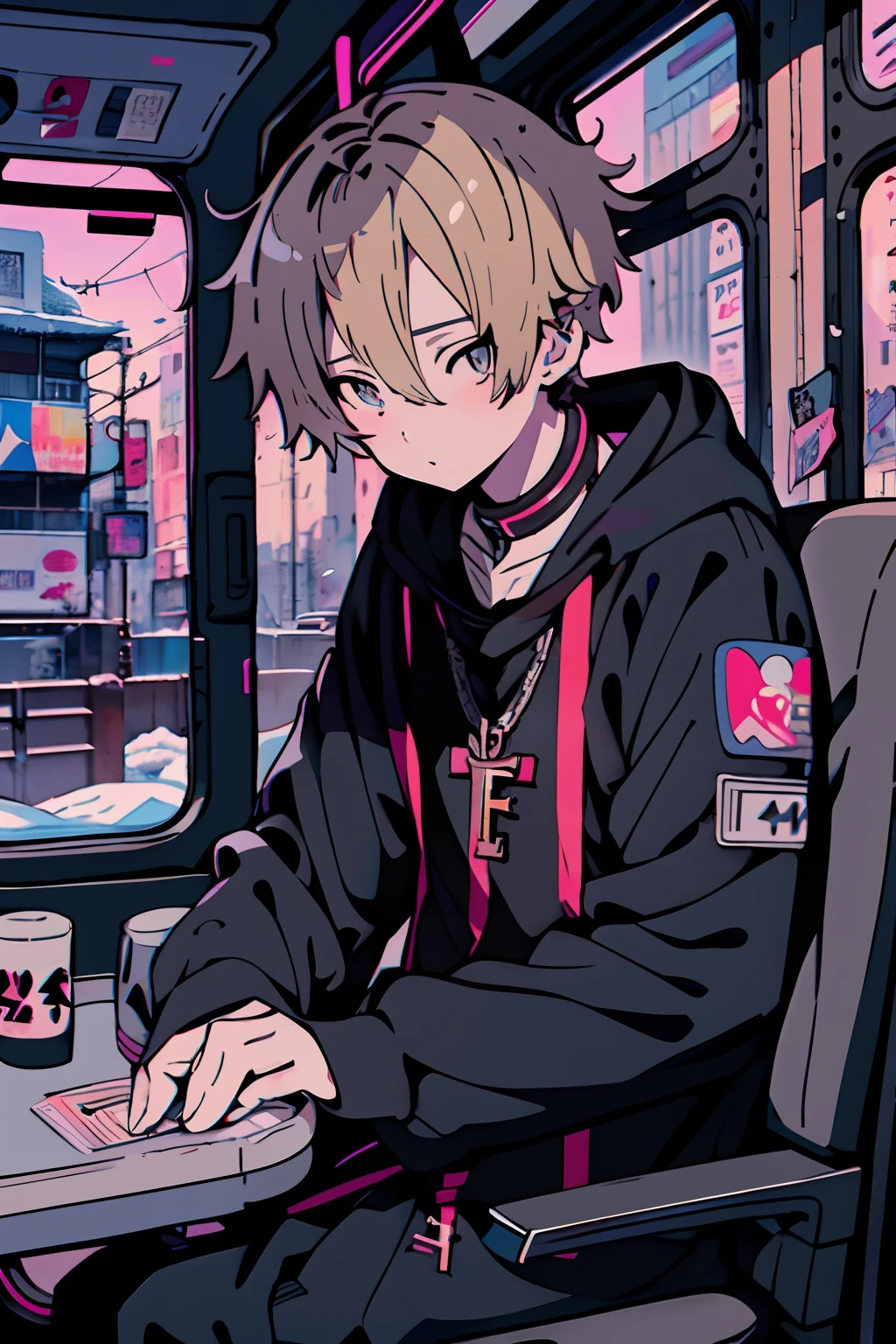 anime boy sitting on a bus , kawacy, best anime 4k konachan wallpaper, sitting at his desk, detailed key anime art, 4 k manga wallpaper, anime boy, key visual, handsome anime pose, official art, detailed digital anime art, key anime art, fine details. girls frontline, young anime man
