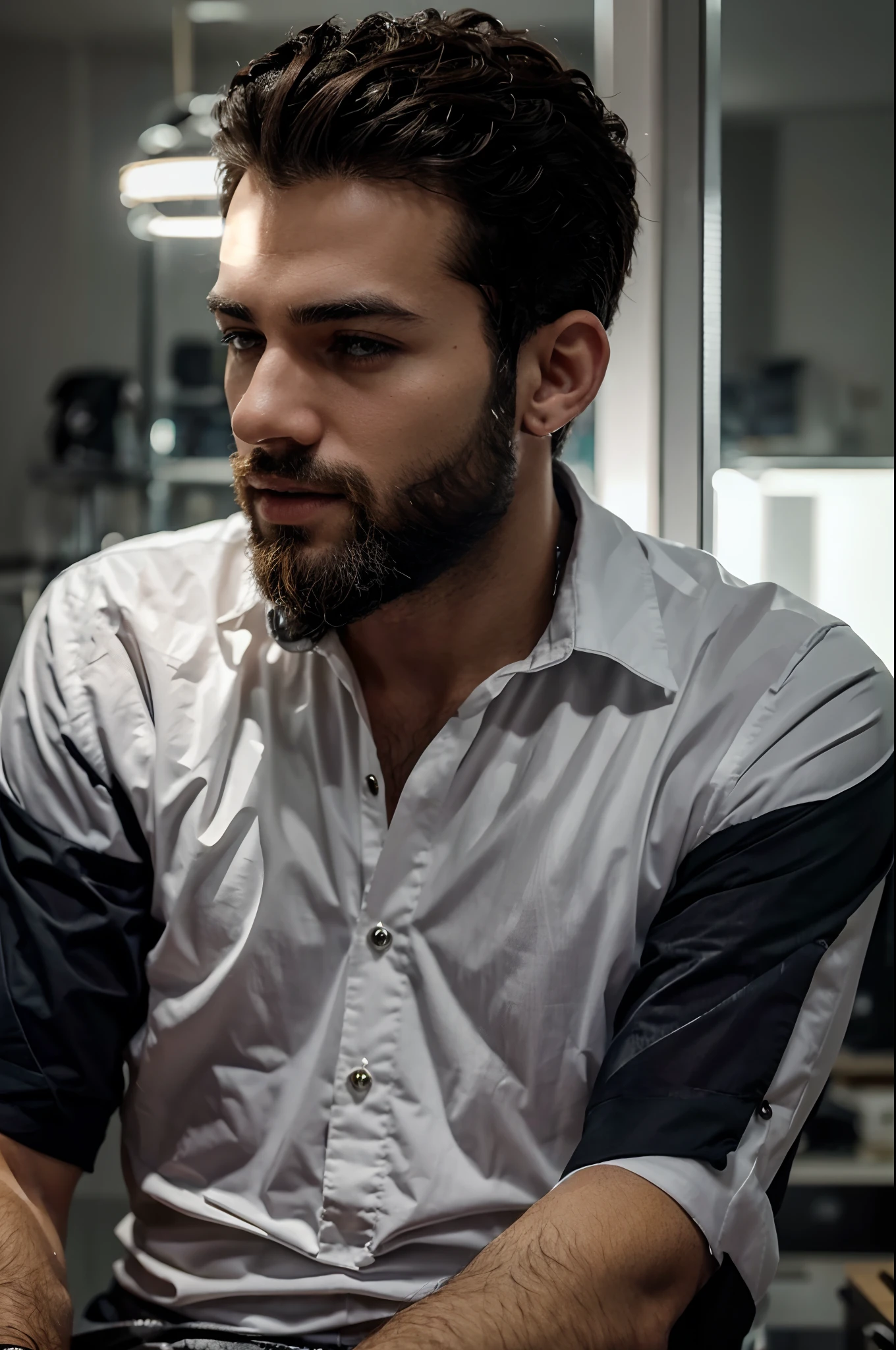 Arafed man with a beard cutting machine and a haircutter, Ultra-detalhe, Ultra - detalhe, 360º, !!Beautiful!!, Beautiful!!!, retirar, ultra realistic, ultra realistic!!!, imagem do produto de alta qualidade", macho!!, hyper realistic, nariz menor, modelo bem cuidado, ultra - realista, ultra-realistic, Handsome
