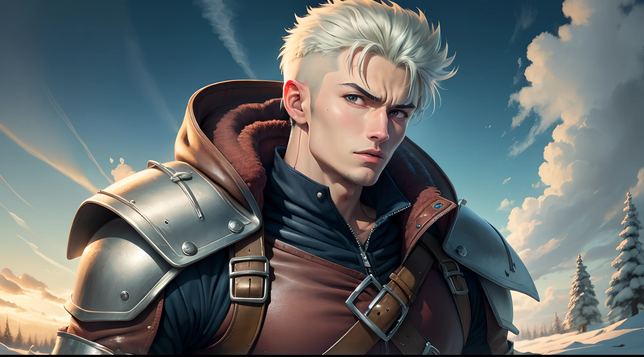 guts from berserk with an blue winther jacekt