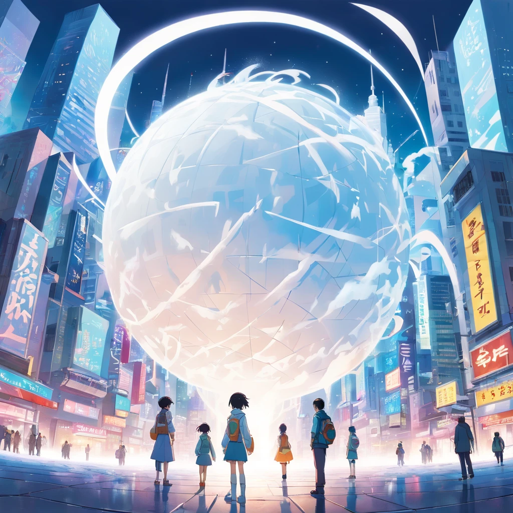 (Pop-up Books,White background:1.35),Postmodern art style,(abstracted:1.2)(Penrose Escher-style sphere) Consists of (Cyberpunk City:1.2),Change to (James Rosenquist,Roy Lichtenstein) Eagle Ball,Inception,Impossible geometric structures,Mobius Ring,Cyberpunk City Intertwined with Spheres,inflation,3 seconds after the Big Bang & The Expanding Multiverse,dry ice,steam,cloud,Plume of smoke,Smoke rings,