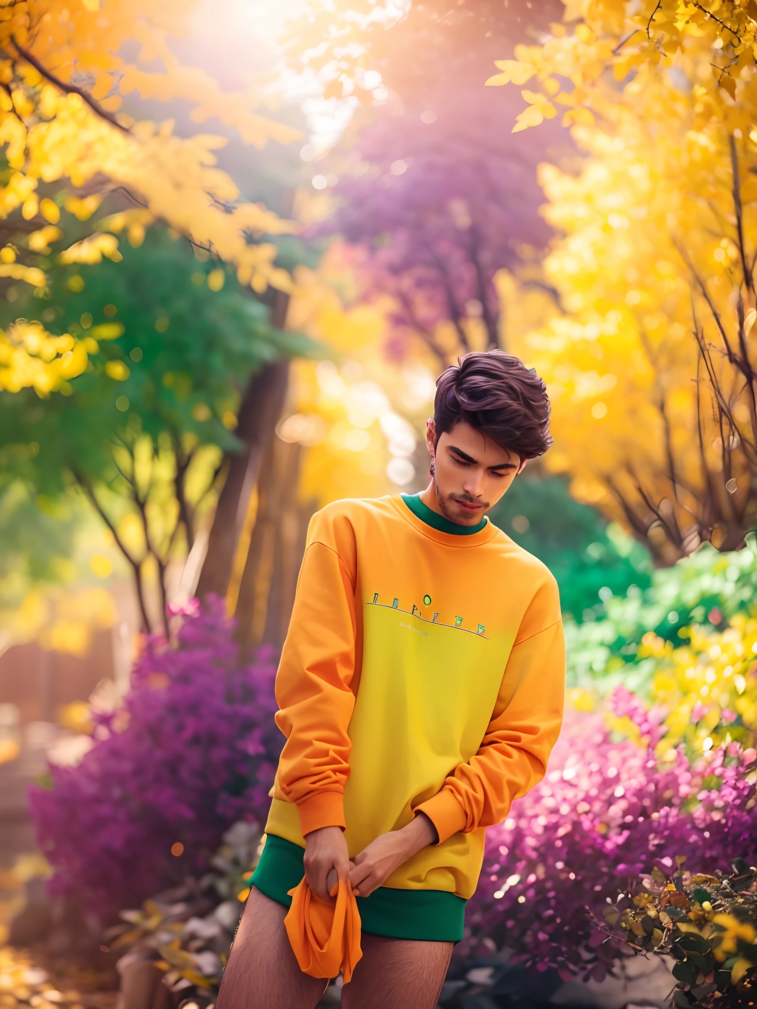 Green purple orange red yellow mixed colours sweatshirt