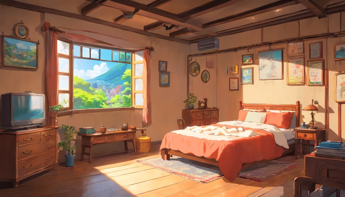 Urban Indoor，Room bedroom，a bed，Simple style