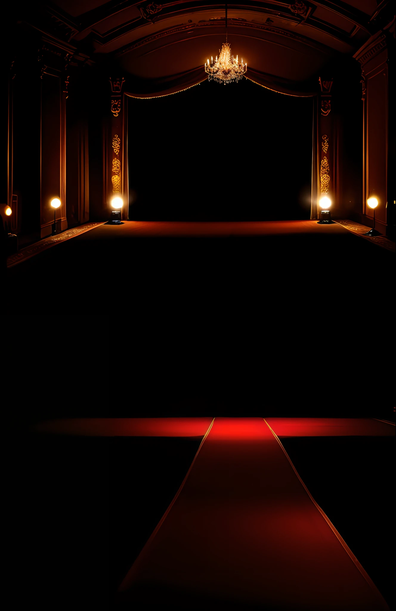 Ultra realistic, party, gala dinner, no model, red carpet, ambient light, no person, stage, concert, classic, 4k, grand,