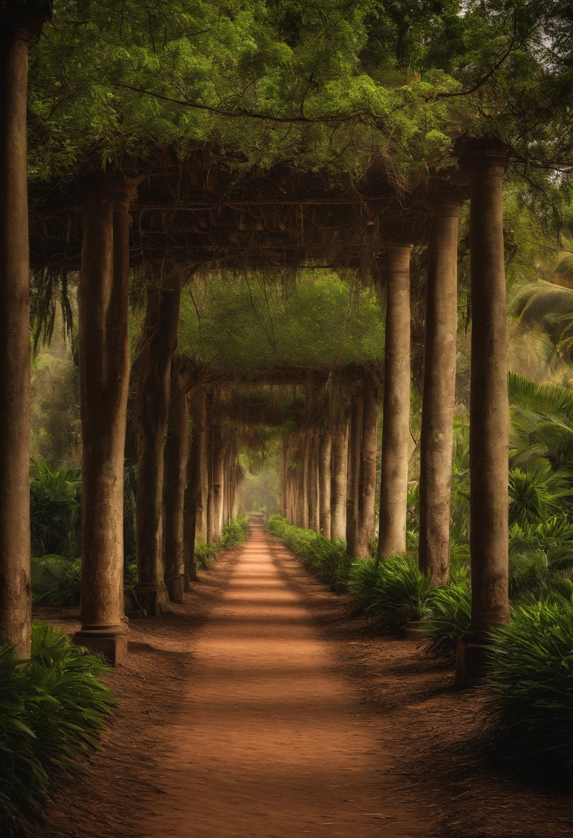 crie uma imagem de alta qualidade e detalhes de varias folhas de mamona, On an old plantation