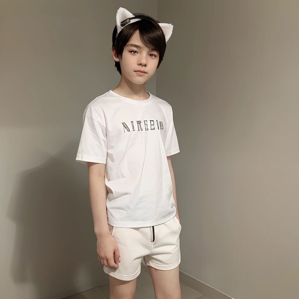 1boy, _boy, cute, baby_fachite_, absurdres, black_hair, distr, facial_mark, cat_ears, cute_korean, white_skin, pale_skin, pure_white_skin,cute_face, cute_boy, korean_boy white_pale_skin, minishort_pant, no_cloth, brown_eyes, small_lips, solo, standing, tail, full_body, perfect_face