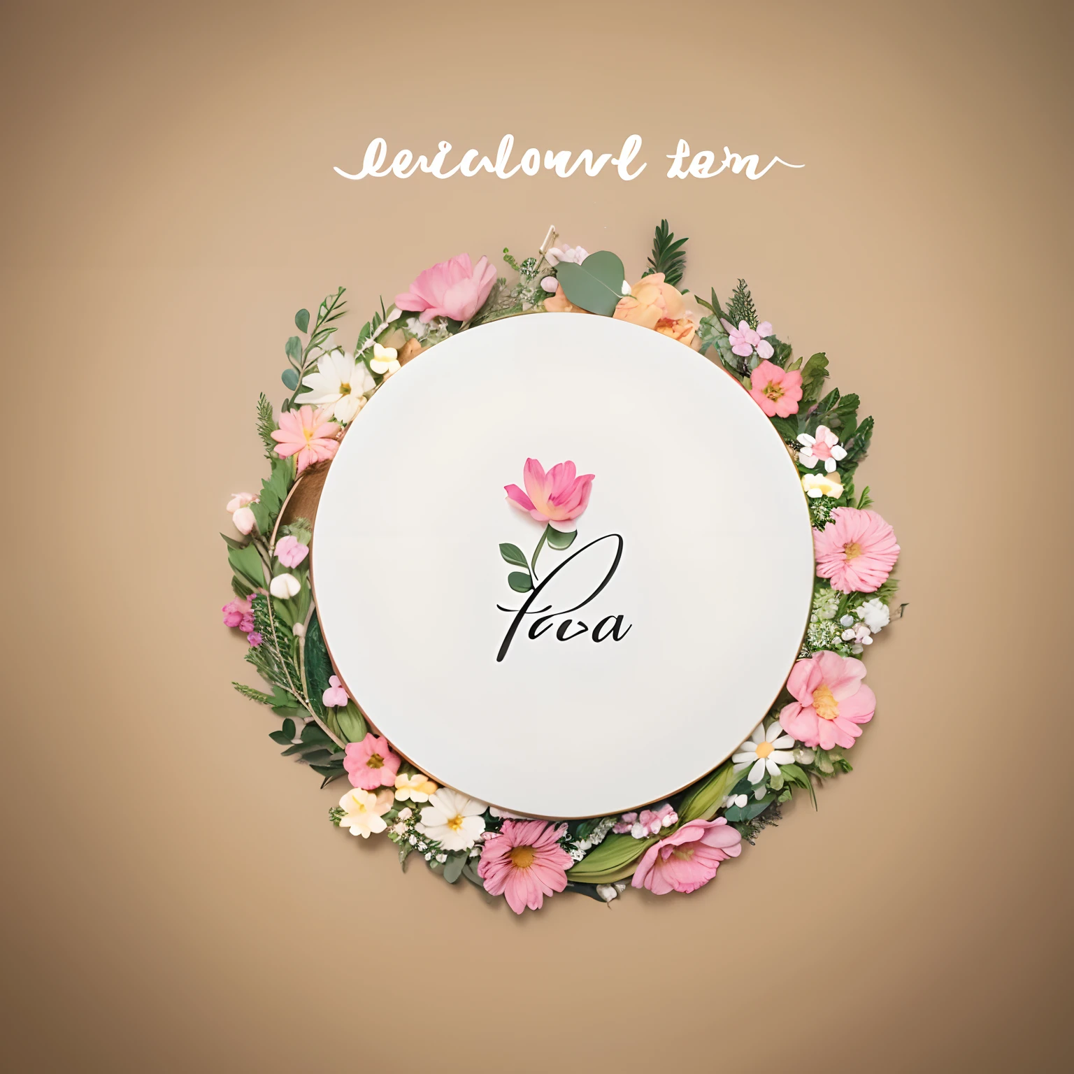 Design a round logo with floral elements,Simple style elements,