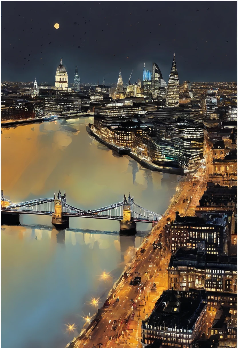 Alafid view of the city skyline at night with bridges, london, london at night, the fabulous city of london, Beautiful city, in london, United Kingdom, beautiful high resolution, london architecture, taken in 2 0 2 0, interesting background, wallpaper - 1 0 2 4, shutter inventory, The city of London in the 80s, Thames, amazing wallpapers