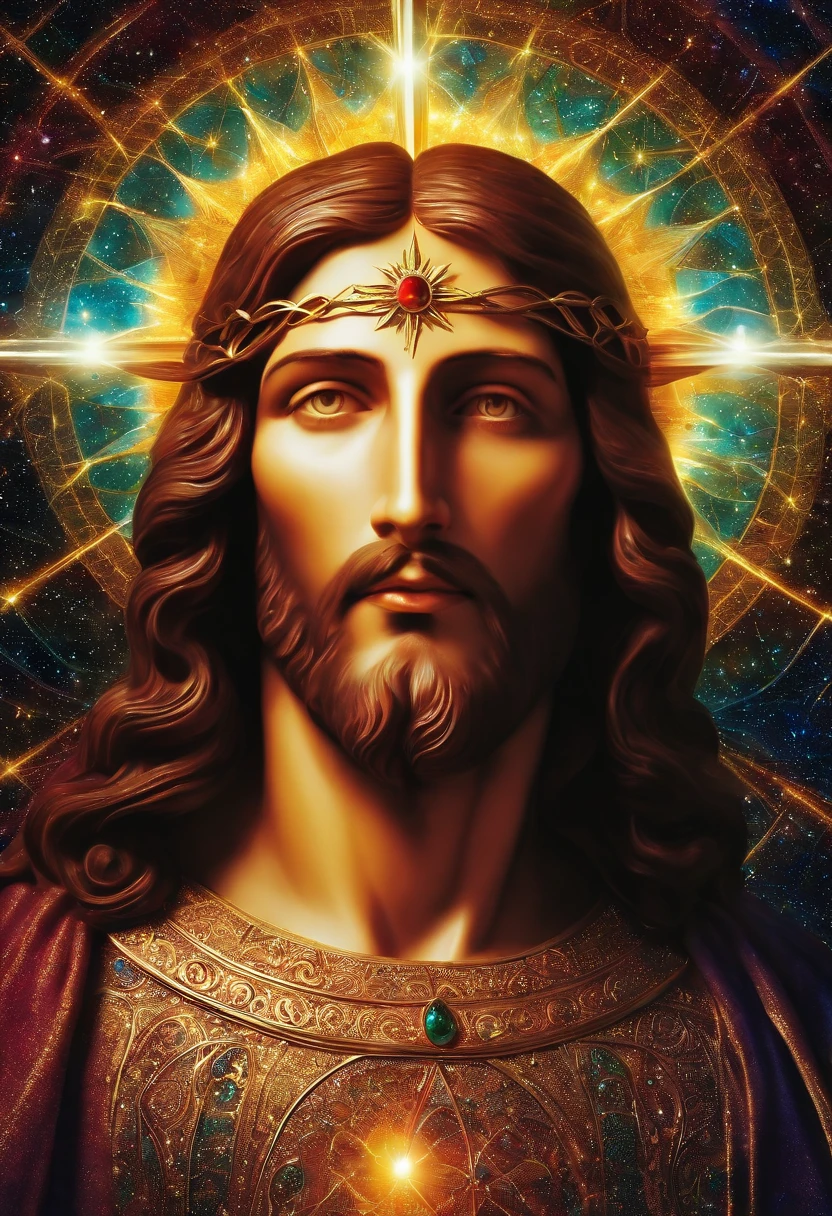 JESUS CRISTO, olhos claros brilhantes, Biomechanicals, estranho, assustador, Pesadelo, cores muito brilhantes, light particles, com luz brilhante, Mshiff, Arte do papel de parede, Papel de parede UHD