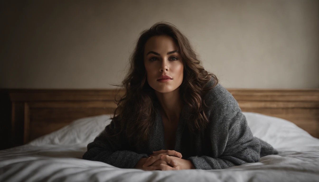 ((beatiful girl:1.3)) ((under wear:1.4))  ((on the bed:1.4)) ((stylish hotel:1.2)) ((sweat:1.5))  best quality,masterpiece,ultra high res,(photorealistic:1.4),raw photo,(Authentic skin texture:1.3),(film grain:1.3),panorama,character portrait,very wide shot,narrow waist,cowboy shot,(in the dark, deep shadow, low key, cold light,) night,(()),streaming tears,,dust,Tyndall effect,(expression),,beautiful detailed eyes and face,brown eyes, ((full body:)) ((close up:1.3)) ((afterglow)) ((aroused:1.3)) ((wet:1.1))