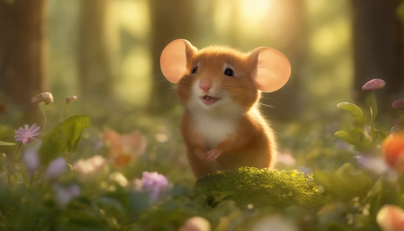(best quality,4k,highres),a mouse in the forest,children book,joyful moments,nature's beauty,vivid colors,playful atmosphere,curious eyes,cute little paws,lush greenery,beam of sunlight,dreamy illustrations,storybook magic,enchanted forest,dancing leaves,giggles and laughter,whimsical creatures,happy adventures,twinkling stars,magical encounters,little explorers,wonder-filled stories,friends forever,innocent wonders,delightful surprises,imagination unleashed,fantastical journey,heartwarming scenes,unforgettable memories,fairy tale charm,friendship bonds,strong imaginations,blissful harmony,bursting with colors,sparkling dew drops,joyful playtime,mischievous smiles,endless possibilities,beautifully illustrated pages