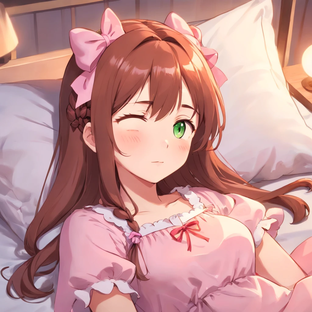 (cum on chest,facials,excessive cum in,cum on facial:1.4),(get down on the bed:1.2)、(Naked image of the whole body:1.2)、((masutepiece, Best Quality, hight resolution, nffsw, Perfect Pixel, depth of fields, 4K, nffsw, nffsw))), 1girl in, Single, Solo, Beautiful anime girl, Beautiful Art Style, Anime Character, ((Long hair, Bangs, Brown hair, Curly hair:0.8)), ((Green eyes:1.4, rounded eyes, Beautiful eyelashes, Realistic eyes)), ((Detailed face, Blushing:1.2)), ((Smooth texture:0.75, Realistic texture:0.65, Photorealistic:1.1, Anime CG style)), medium breasts, Dynamic Angle, Perfect body, ((Portrait, POV)), ((red bowtie, School uniform, Black jacket, Open jacket, Brown cardigan, White shirt, Black skirt, plaid skirts)), Smile, amusement park