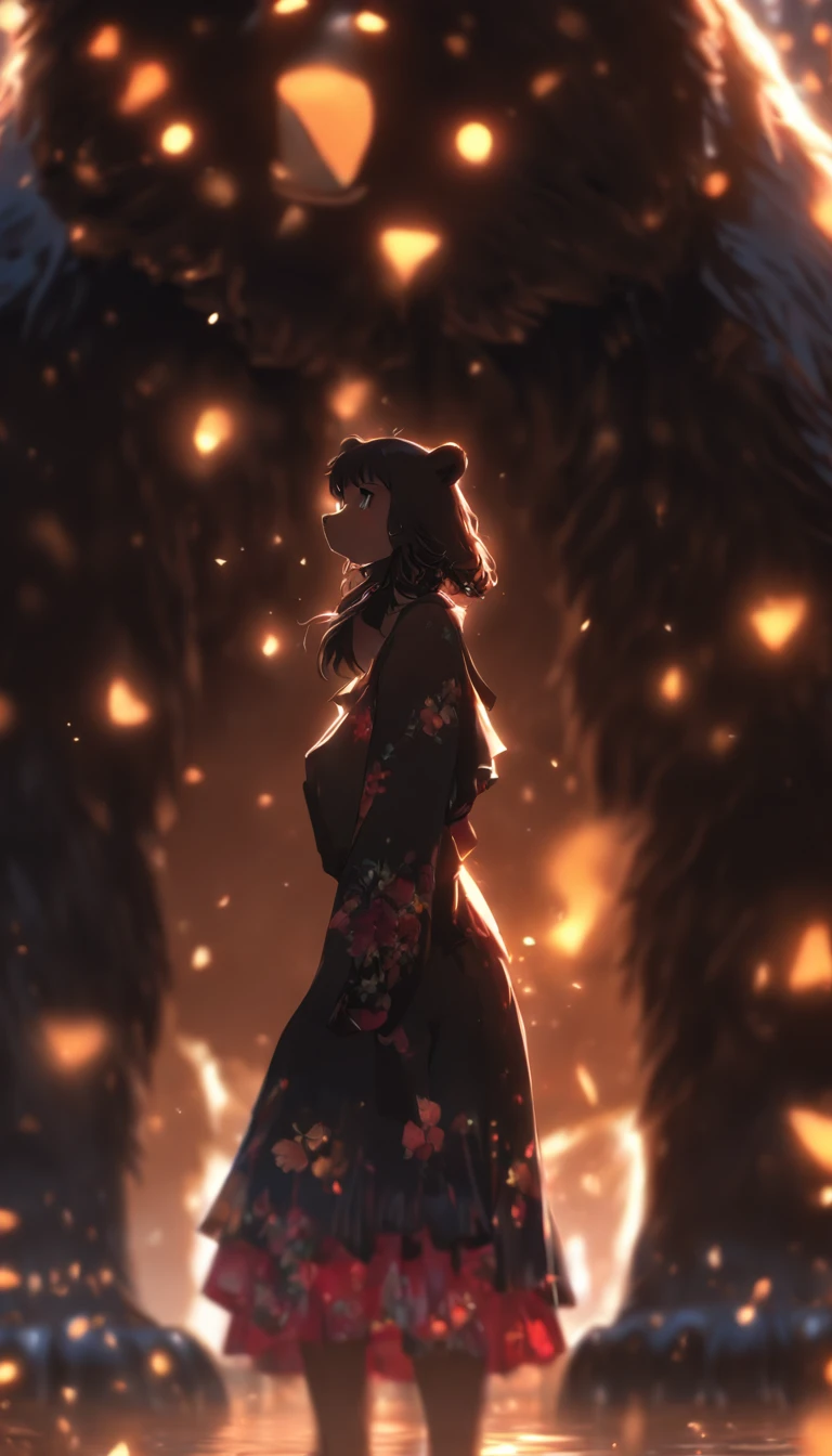 A giant wild black bear protects beautiful girl
(Master parts: 1.5) (Fotorrealista: 1.1) (Bokeh) (Best quality) (The skin、pores、Detailed texture of hair: 1.1) (复杂) (8K) (hdr) (Wallpapers) (Cinematic lighting) (foco nítido )