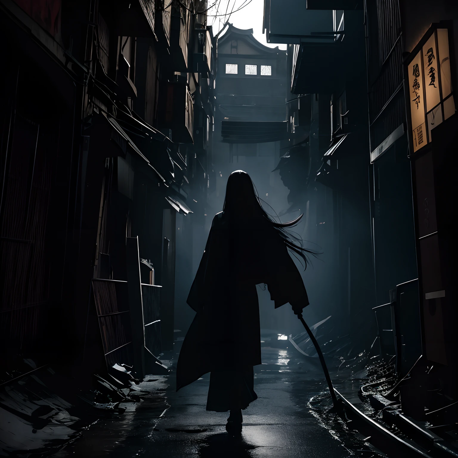 horror art、terrorism、top-quality、masterpiece、超A high resolution、(Photorealsitic:1.4)、Action shots of terrifying Japan female ghosts chasing viewers、Image of Sadako、White face、Horrible face、Split Mouse、Dynamic Driving、Dilapidated underground tunnels in hell、canny、robe blanche、uneasy、uneasy、vhorrified、80mm、horror lighting、Dynamic action
