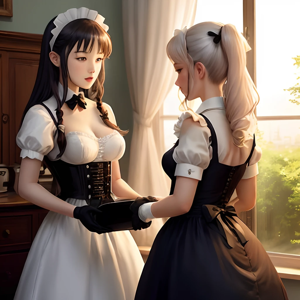 Sex scene, Beautiful shot of 4 females having passionate sex with each other, multiple lesbians, facesitting, sit on her face, maid fucking another maid, dynamic poses, action photography , blue maid cosplay, tied up, ((fisheye lens)), bdsm, ecchi style, high contrast, hot, horny
