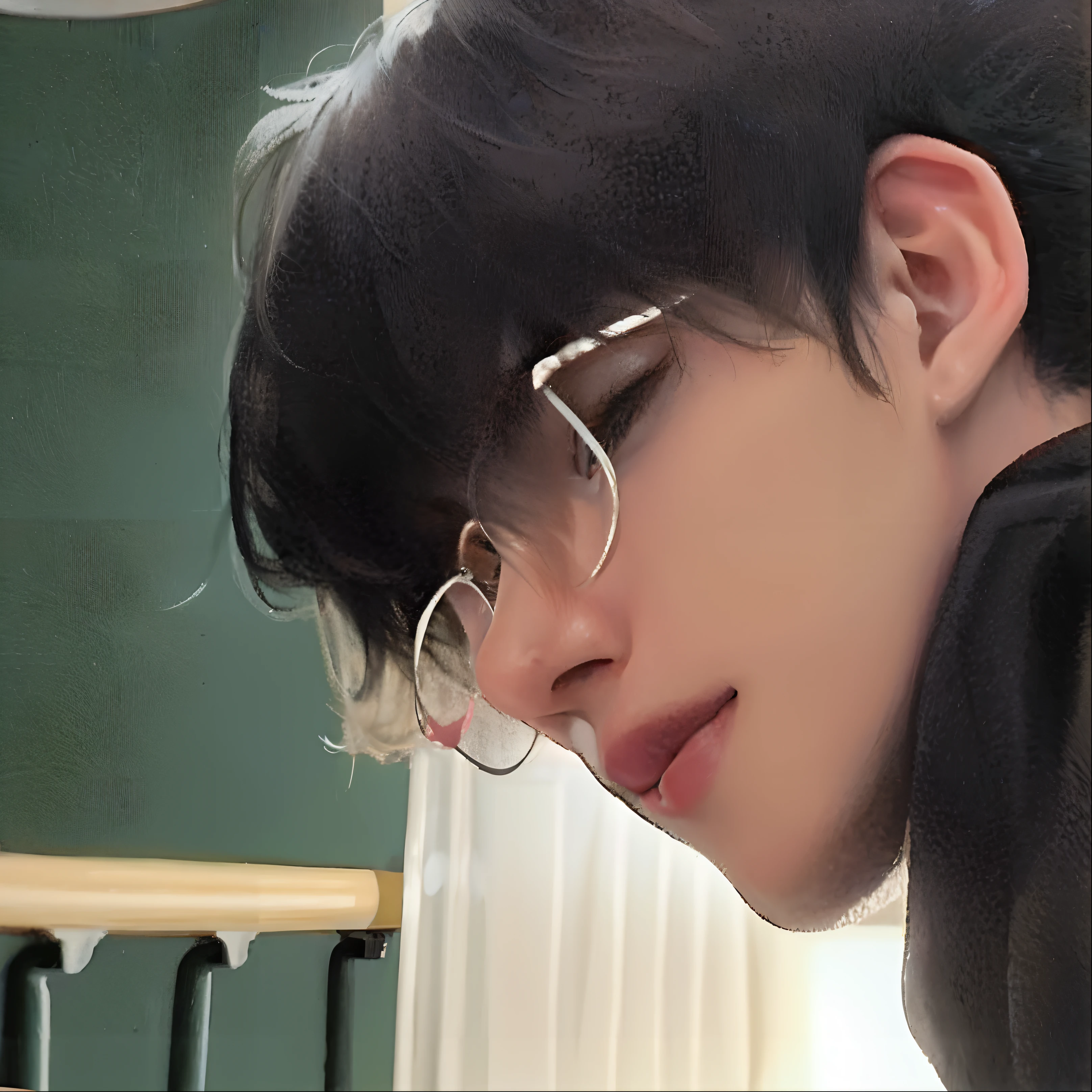 1boys，独奏，Red theme，looking at viewert，sportrait，From the side Side，High nose，Big eyes，half lidded eye