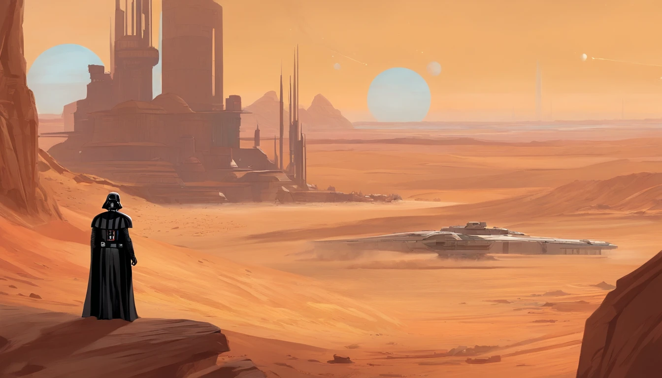 Close-up portraits, Darth Vader, Planet Tatooine, Concept art by Magalie Villeneuve, trending on cg society, Slide movies ""Star Wars"": Old Republic", Concept art by Ralph McQuarrie