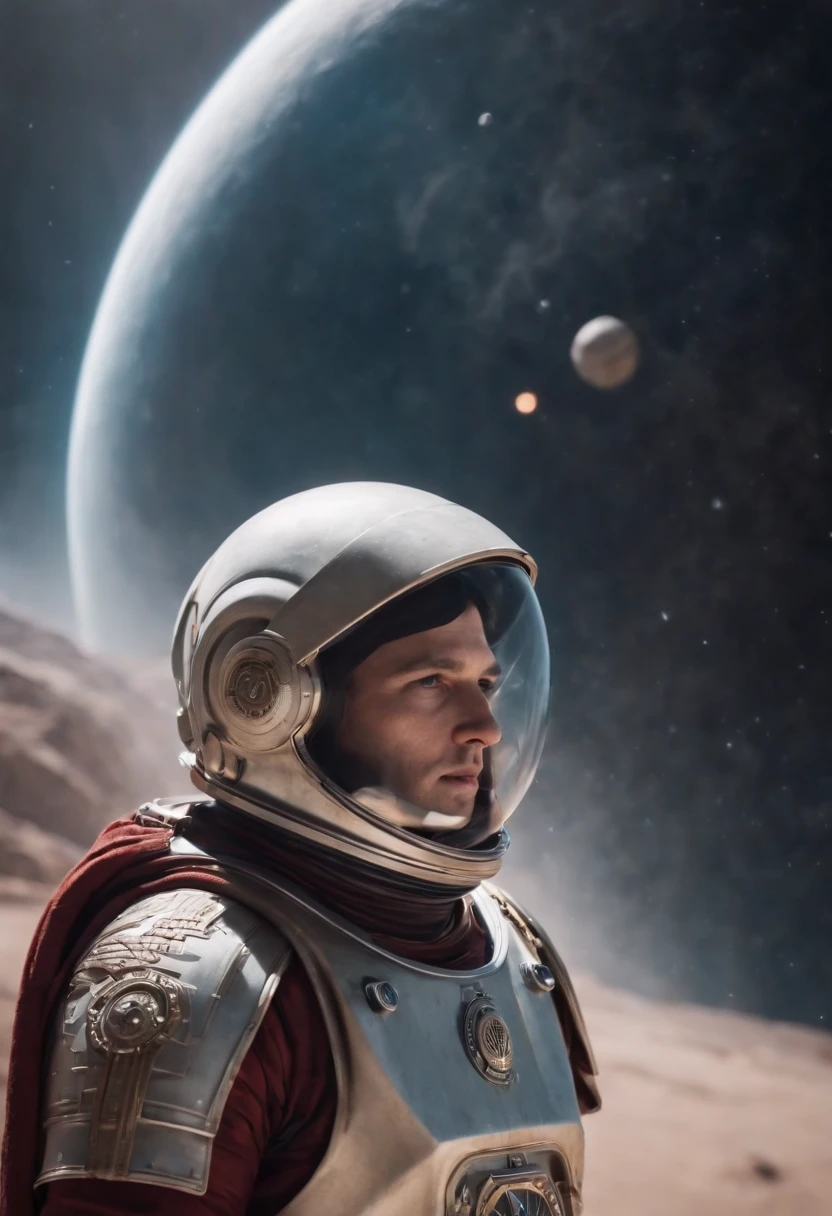 The Roman galactic empire merged with sci-fi cinematic, drama, Roman empire space suit