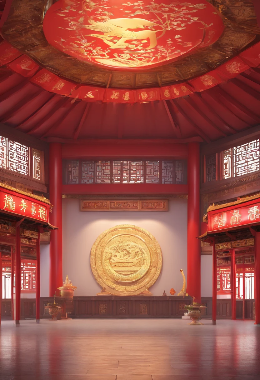 Large building interiors, Chinese architecture in mechanical style, The flag flies, Plaza, vibrant with colors, Sunny weather, ultra-wide-angle, 8K quality, CG high-quality charts，C4D rendering effects,Be creative, Inspired by the age of machinery, Reference source: Tiananmen square, China, Reference source: The Palace Museum of China, trending on cgstation,