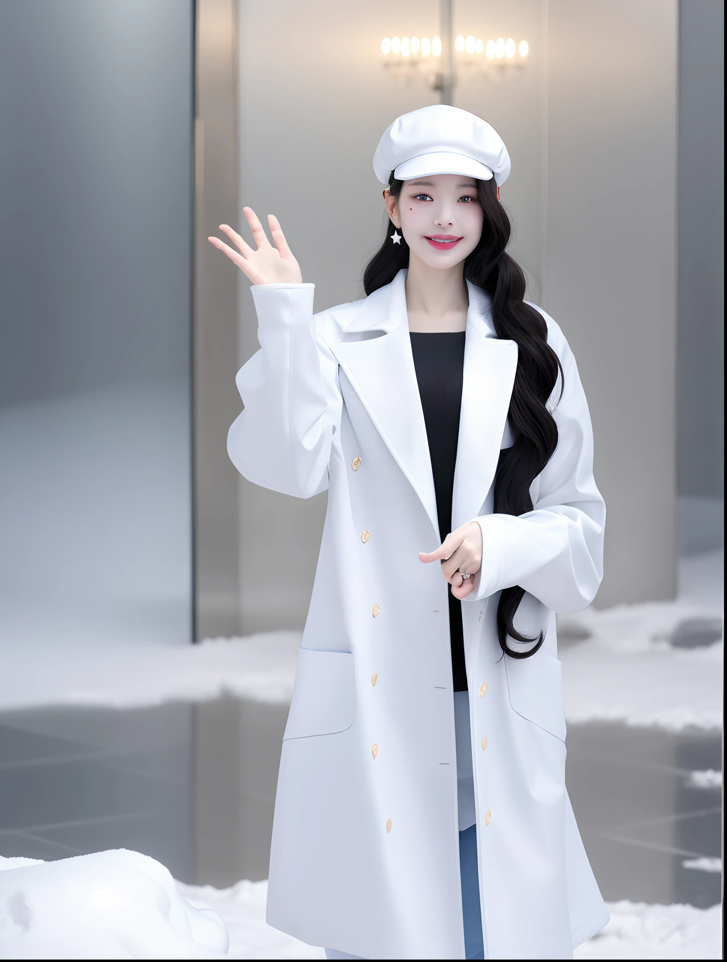 Woman in white coat and hat standing in the snow, Ulzzang, pale snow white skin, jennie blackpink, heavy winter aesthetics, frio como gelo! 🧊, na neve, coreana, Lalisa Manobal, princesa de inverno, linda Delphine, frio, mas bonito, na neve, no inverno, no inverno, coberto de neve