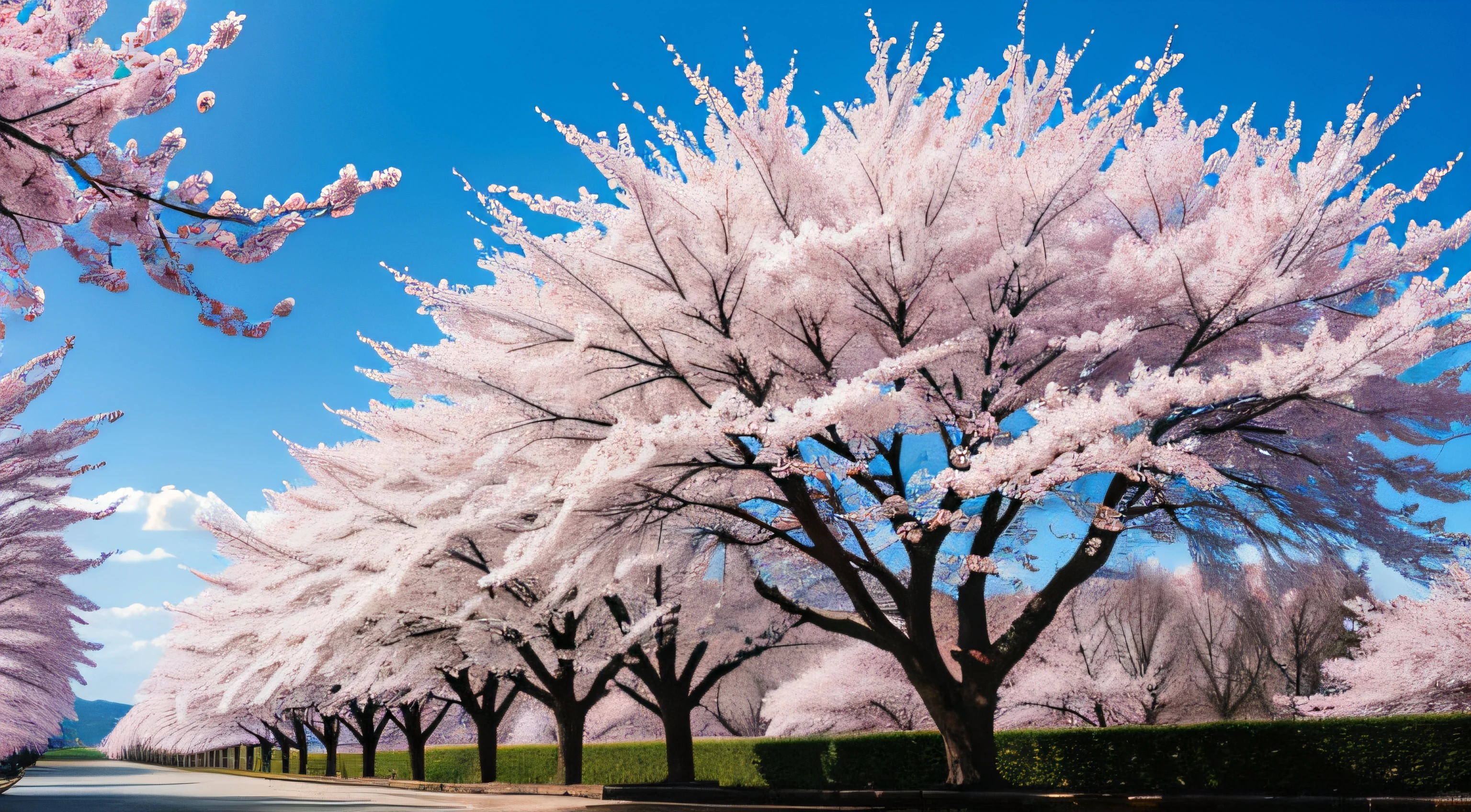 cherry trees blue-sky