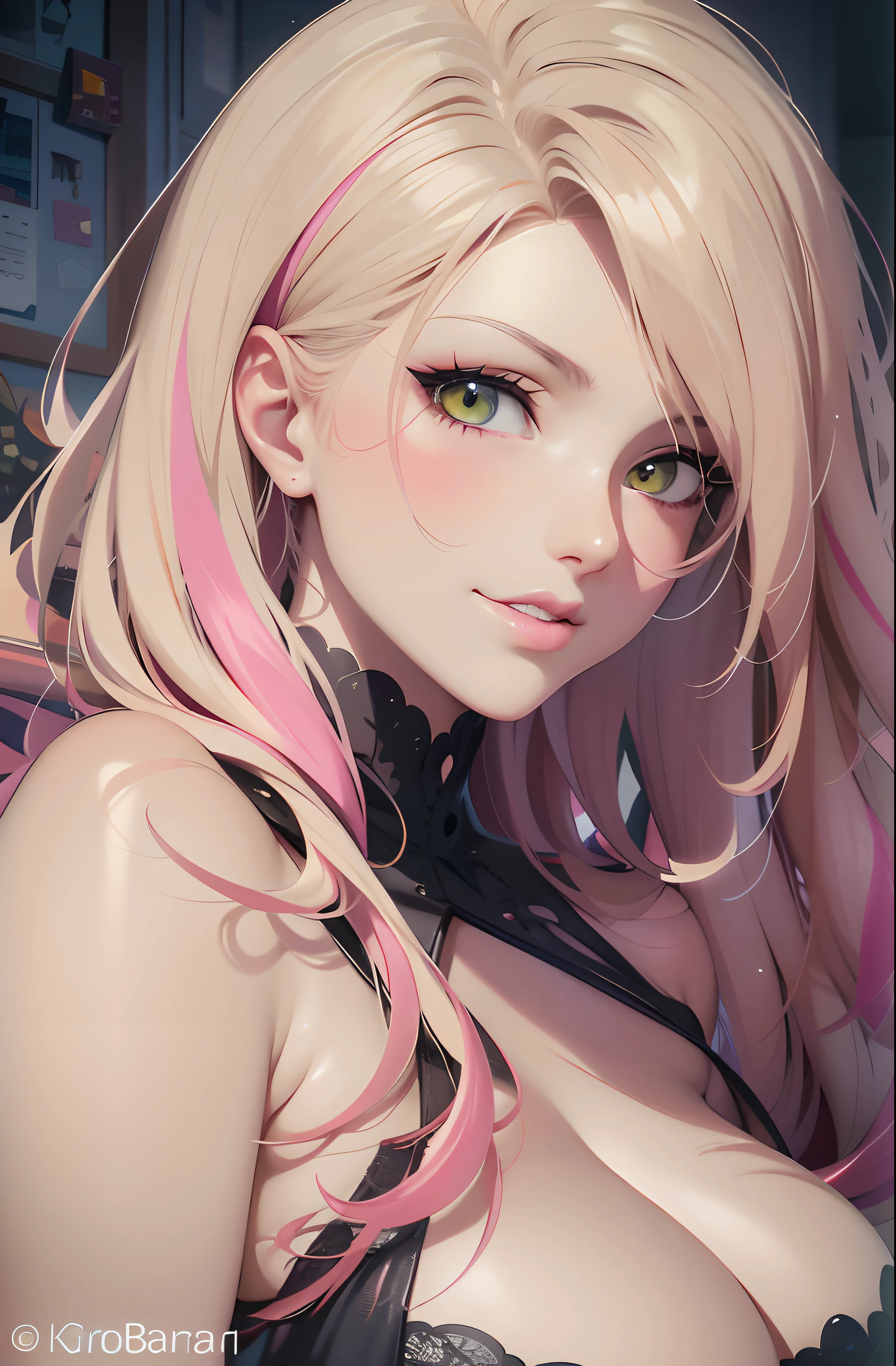 chica anime con cabello rosa y pecho grande posando para una foto, Arte detallado del anime digital, seductora chica de anime, Hermoso retrato de anime, hermosa chica de anime, Retrato detallado de Anime Girl, Arte de anime digital, Retrato Anime Chica, Arte de anime digital avanzado, Impresionante retrato de cara de anime, Hermosa mujer anime, Chica rubia de anime con cabello largo, Atractiva chica de anime, Green eyes, gray hair
