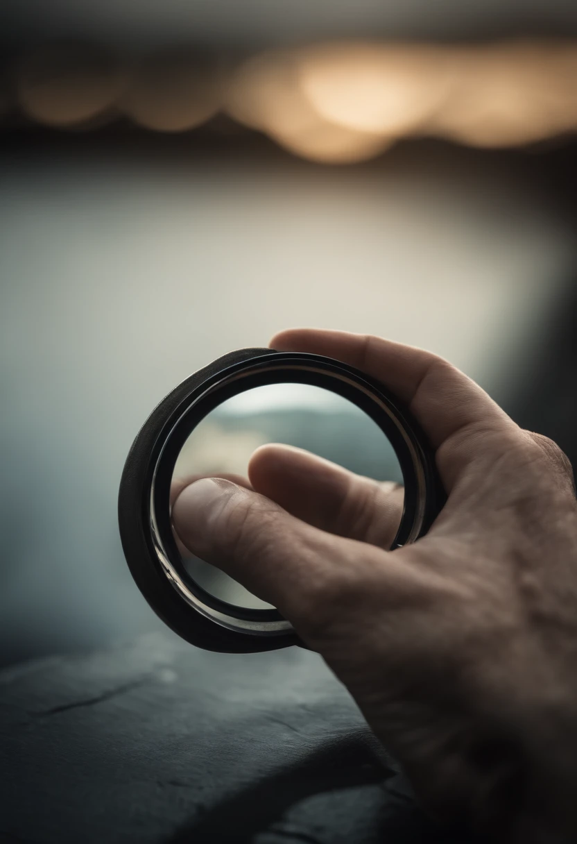 Hand holding a magnifying glass