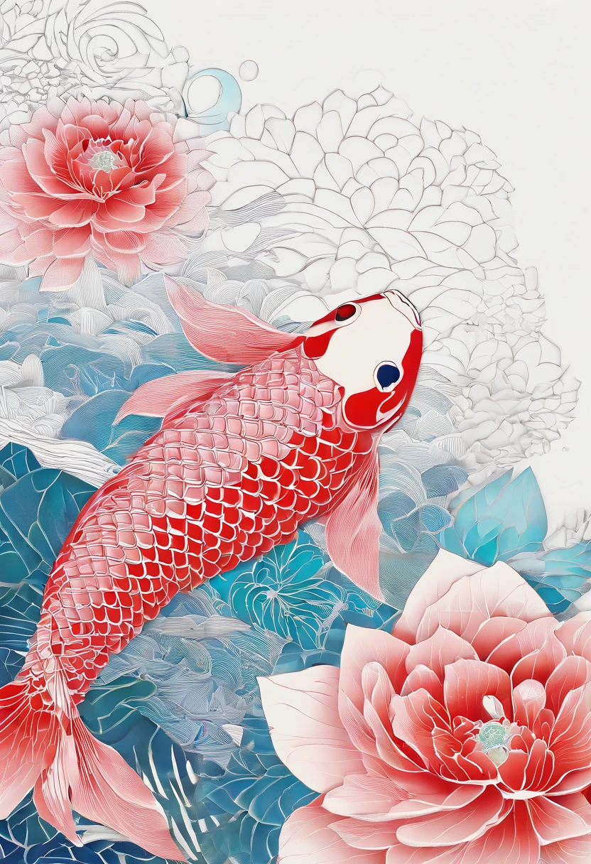 (Silhouette of a koi,Colorful camellias),White background,(paper art, Quilted paper art:1.2, geomerty:1.1, zentangle,a 3D render), (Extremely colorful, Best quality, high detal, Masterpiece, Cinematic lighting, 4K)(Colorful carp),White background,(paper art, Quilted paper art:1.2, geomerty:1.1, zentangle,a 3D render), (Extremely colorful, Best quality, high detal, Masterpiece, Cinematic lighting, 4K) hand-drawn effect