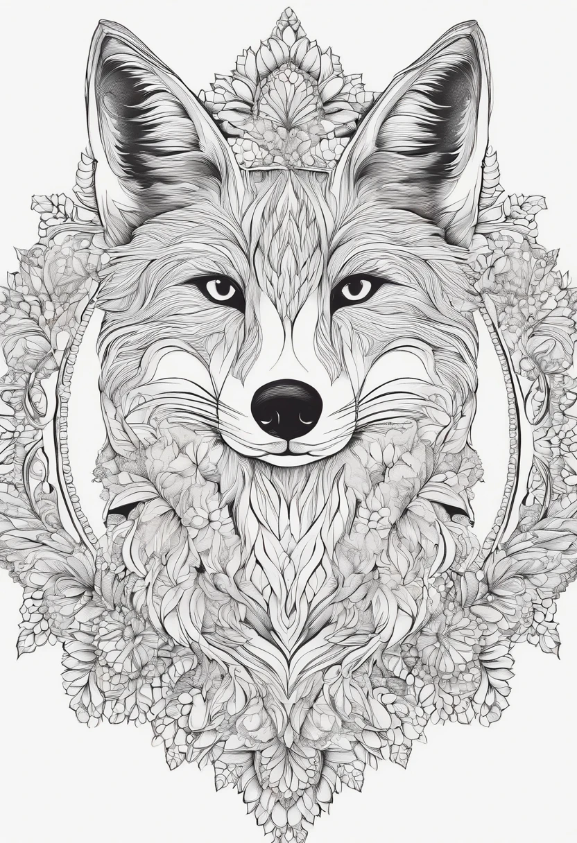 Mandala for coloring, fox, A4