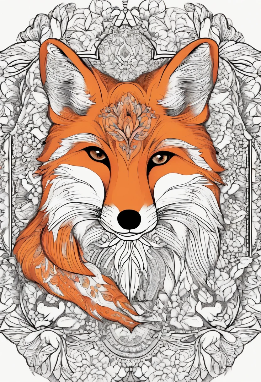 Mandala for coloring, fox, A4
