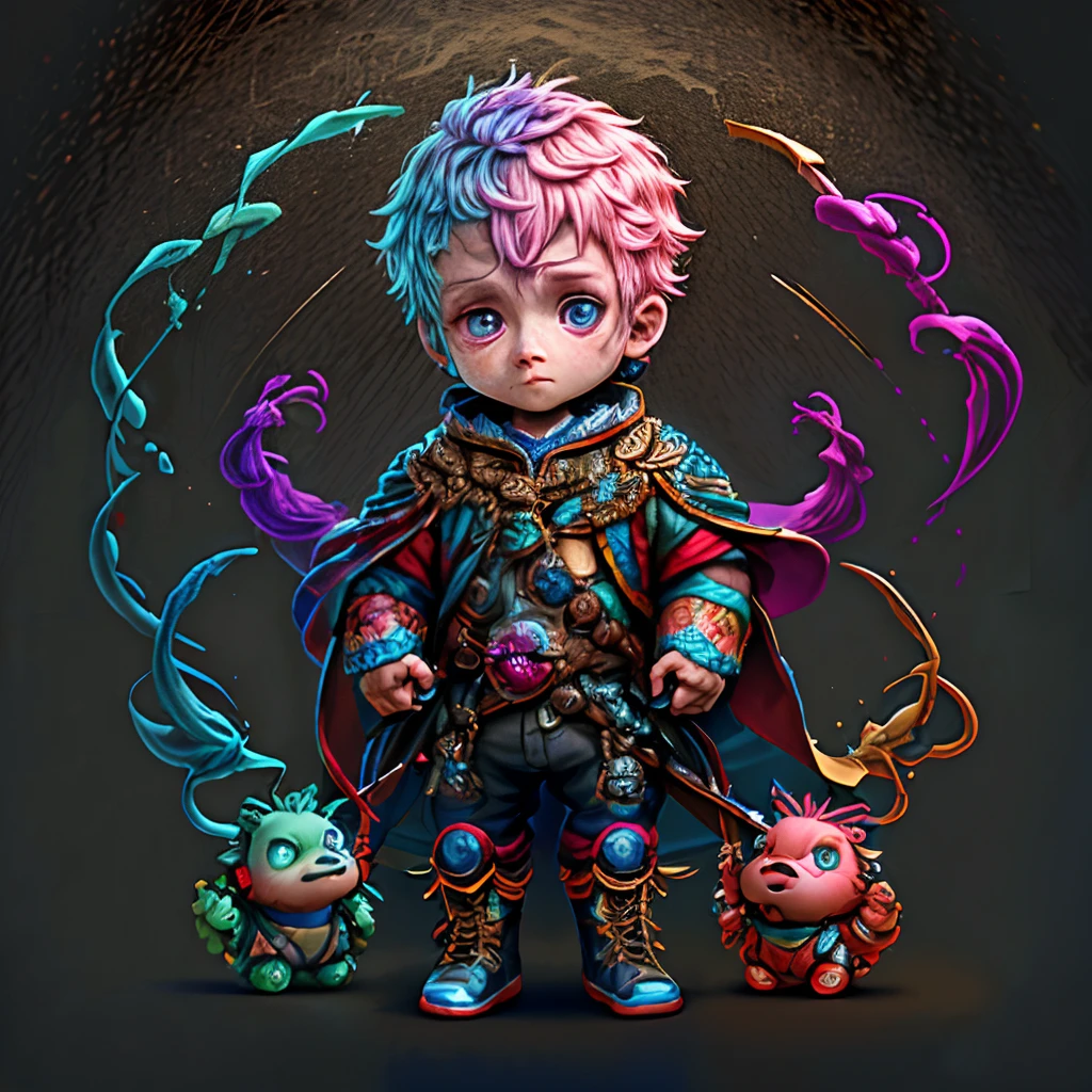 Irridescent color、Colorful pop mascot characters,Round and cute space robot, Farbe々ornamented、Colorful backgrounds,Fantasy,intricate-detail {brightened,K HD,32k constellations