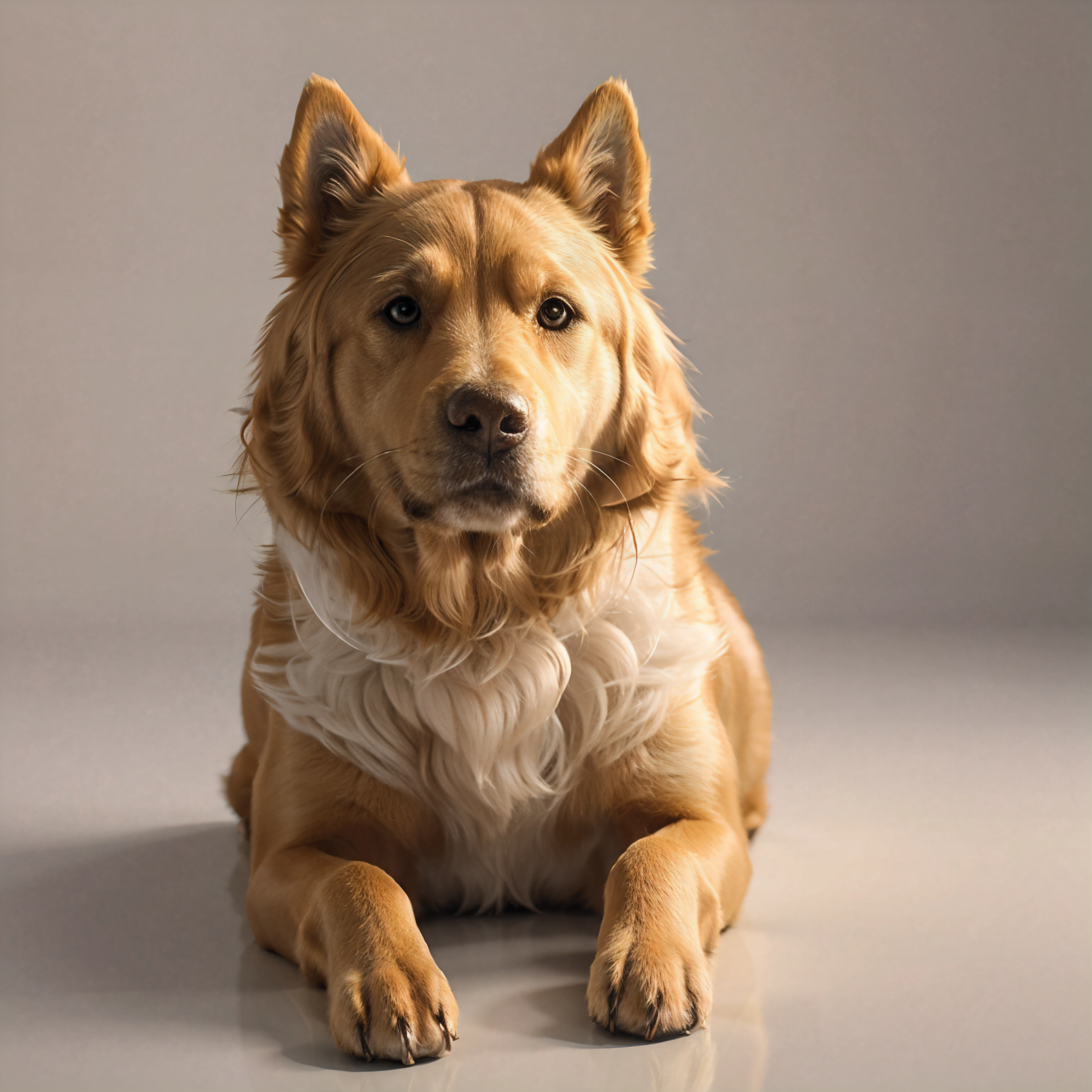 dog,golden,Beautiful fur,3D,White background
