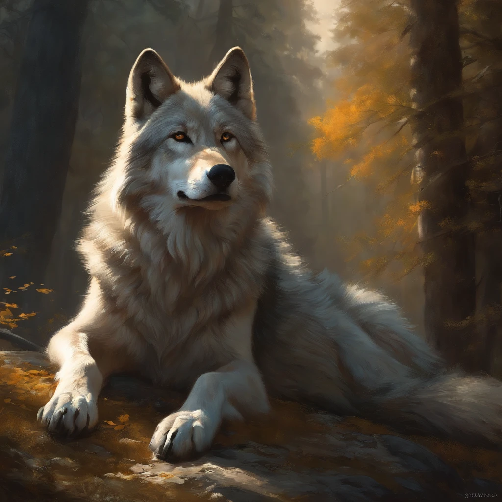 masutepiece, Best quality, ((Beautiful and delicate wolf)) (Very detailed CG unity 8K wallpaper), Professional majestic oil painting,author:Ed Brinkie, Attia Giron, by Ghibli Studio, Jeremy Mann, Greg Manchesa, Antonio Moro, Popular on artstation, Trending Mid Journey和Greg Rutkowski CG Society, twists, high detal, Clear focus, Dramatic, Realistic painting